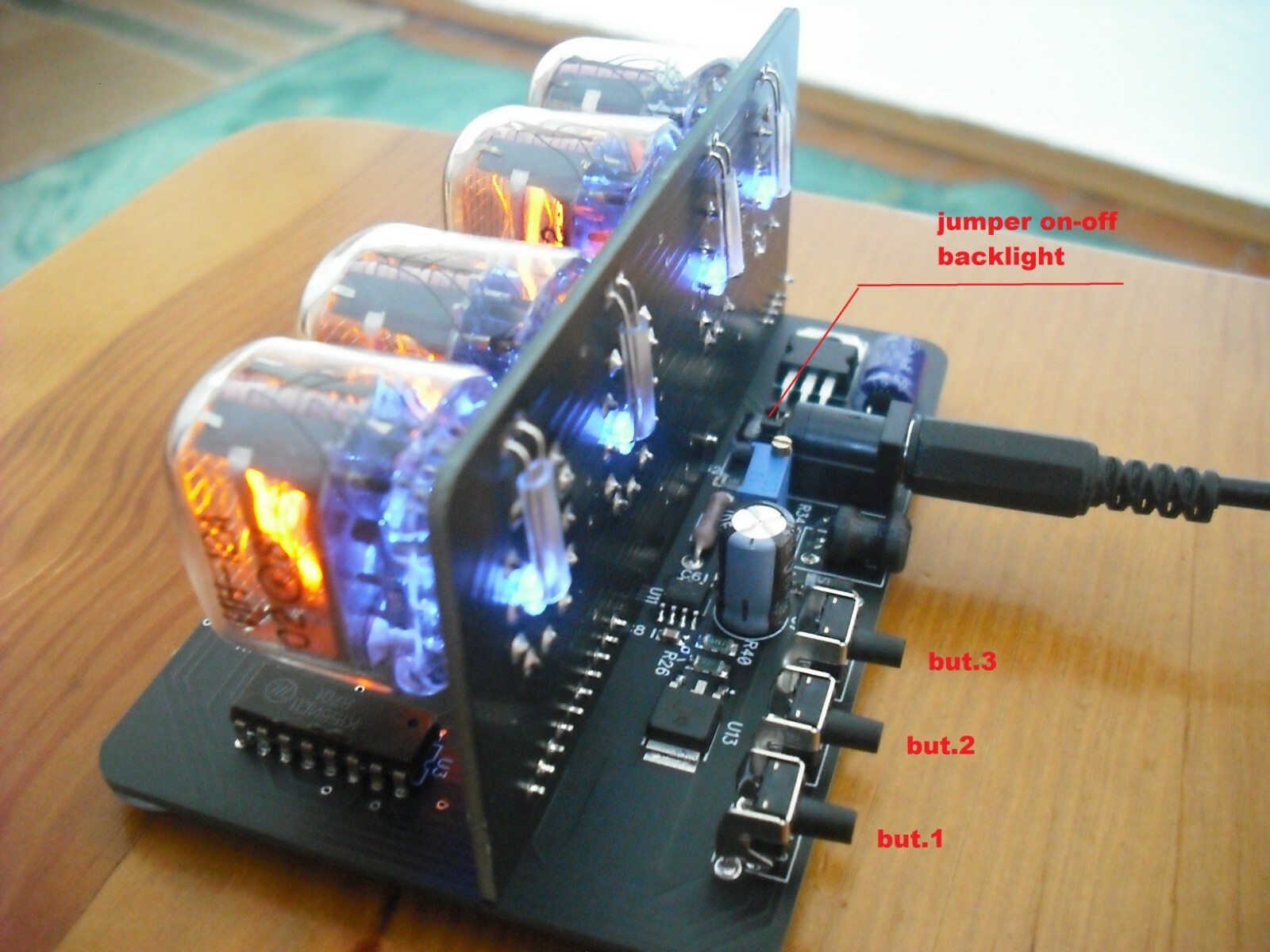 DIY KIT IN-12 Nixie Tube Clock LED Blue Backlight Black PCB Video