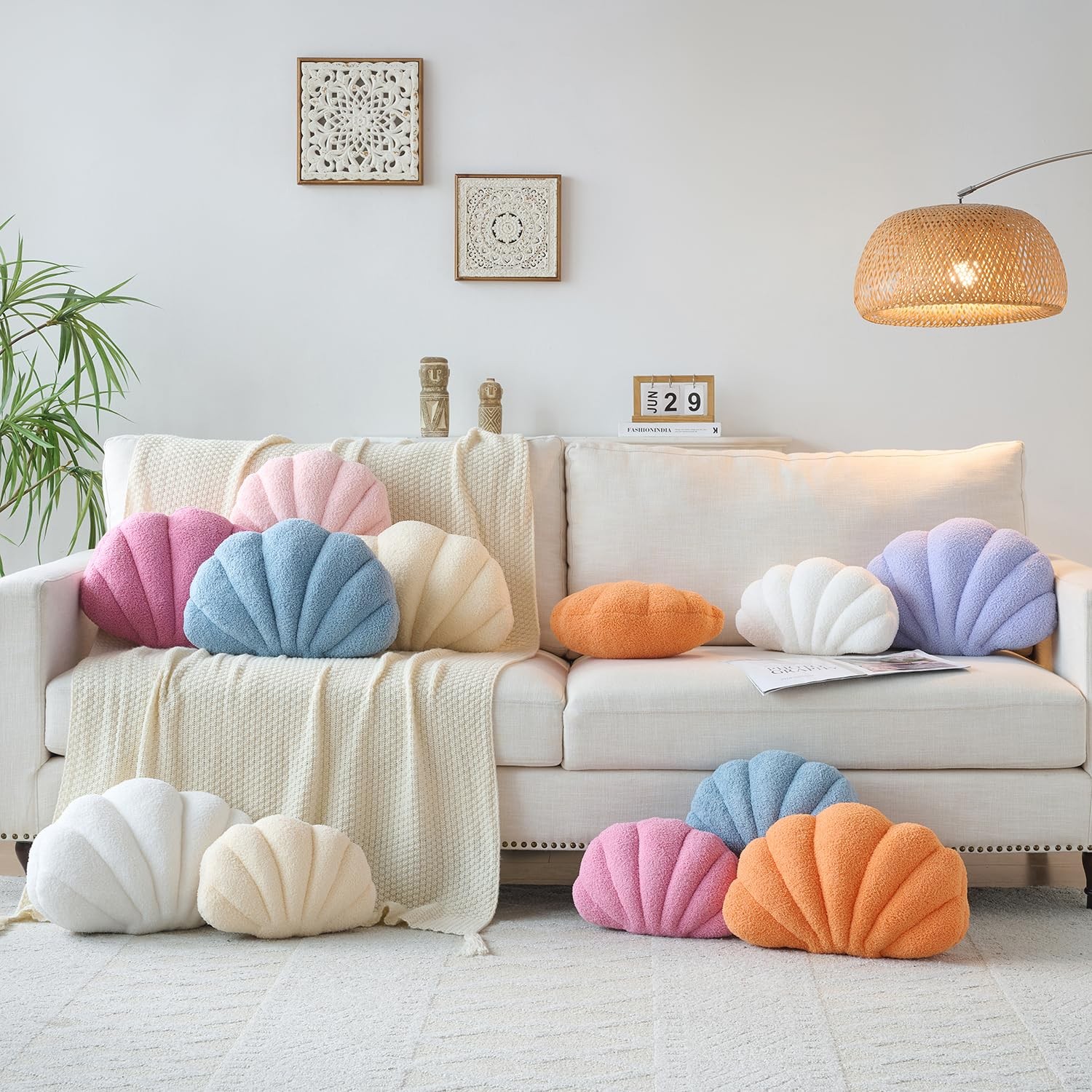 Mepherl Pink Seashell Throw Pillows,13 Inch Shell Shaped Small-13Inch,