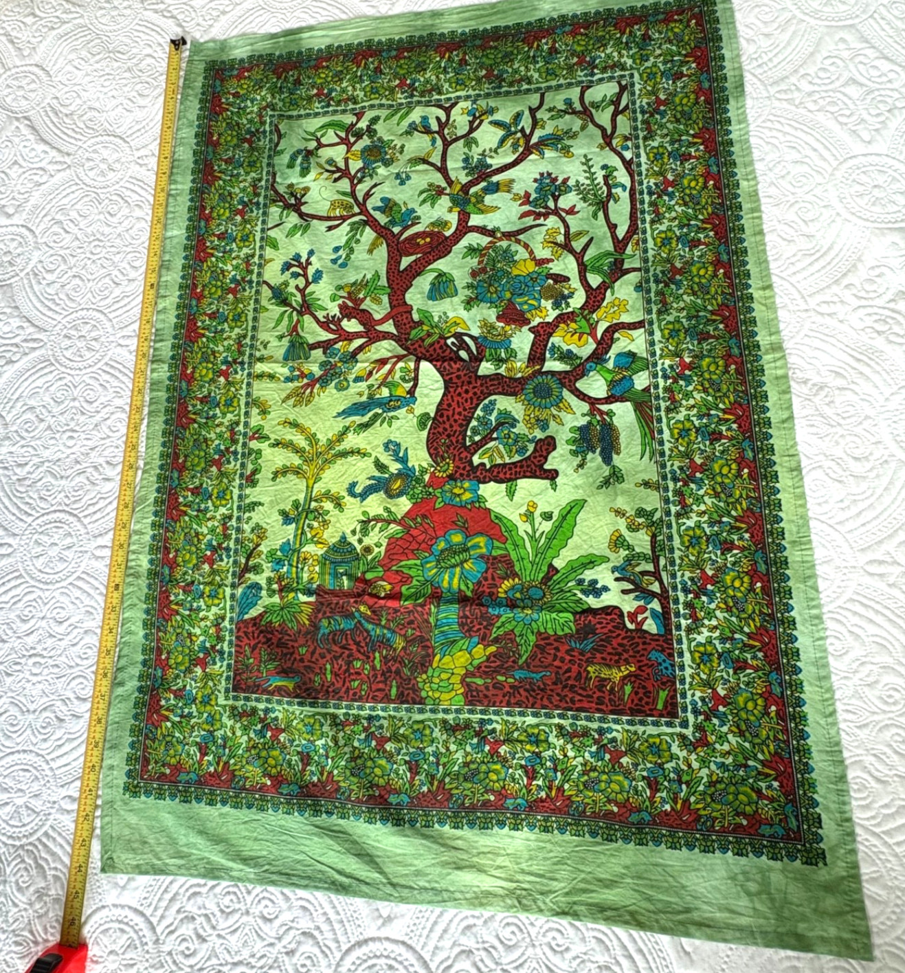 Tree of Life Green Hippie Tapestry Bohemian Wall Hanging Ethnic Decor 29×44&Prime;