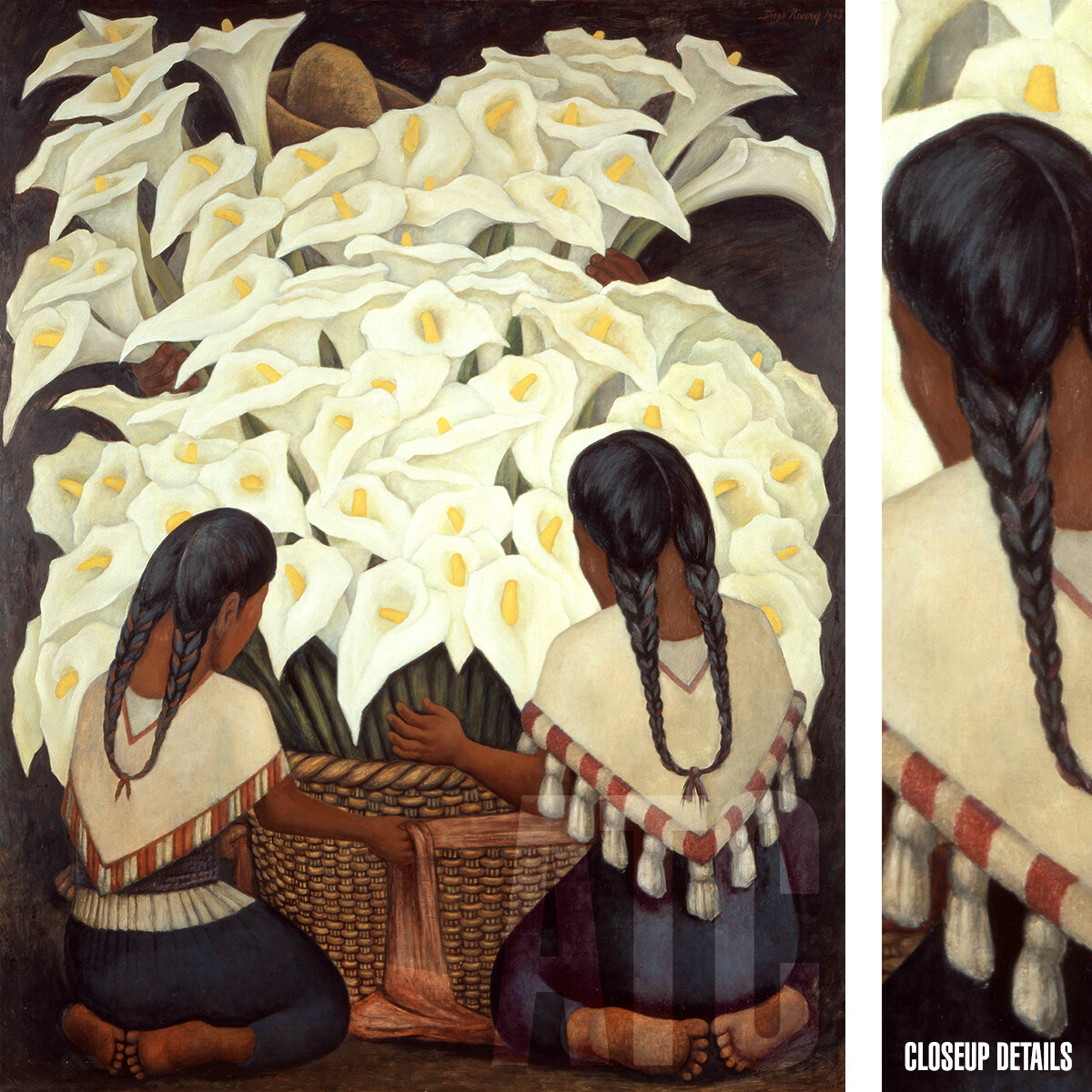 32W »x40H » CALLA LILY VENDOR by DIEGO RIVERA – FLOWER GIRL CHOICES of CANVAS