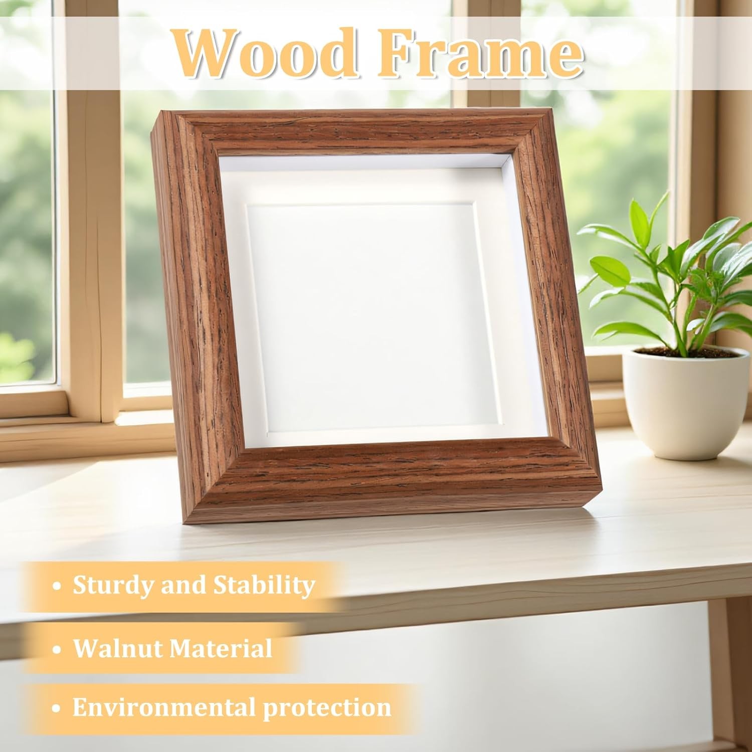 4×4 Solid Wood Shadow Box Frame – Display Photos, Medals, Awards & Memorabilia