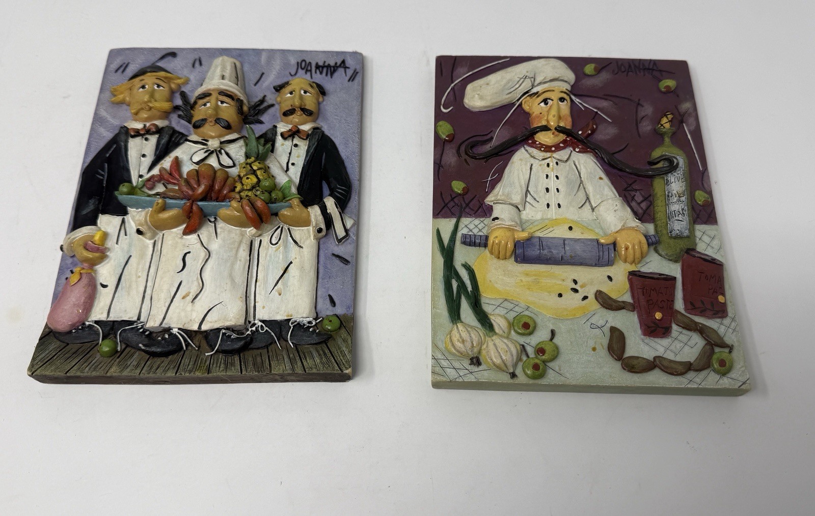Joanna Lot Of 2 – 3D – Chef Wall Hanging Plaques – 4.75 Inches x 6.25 Inches