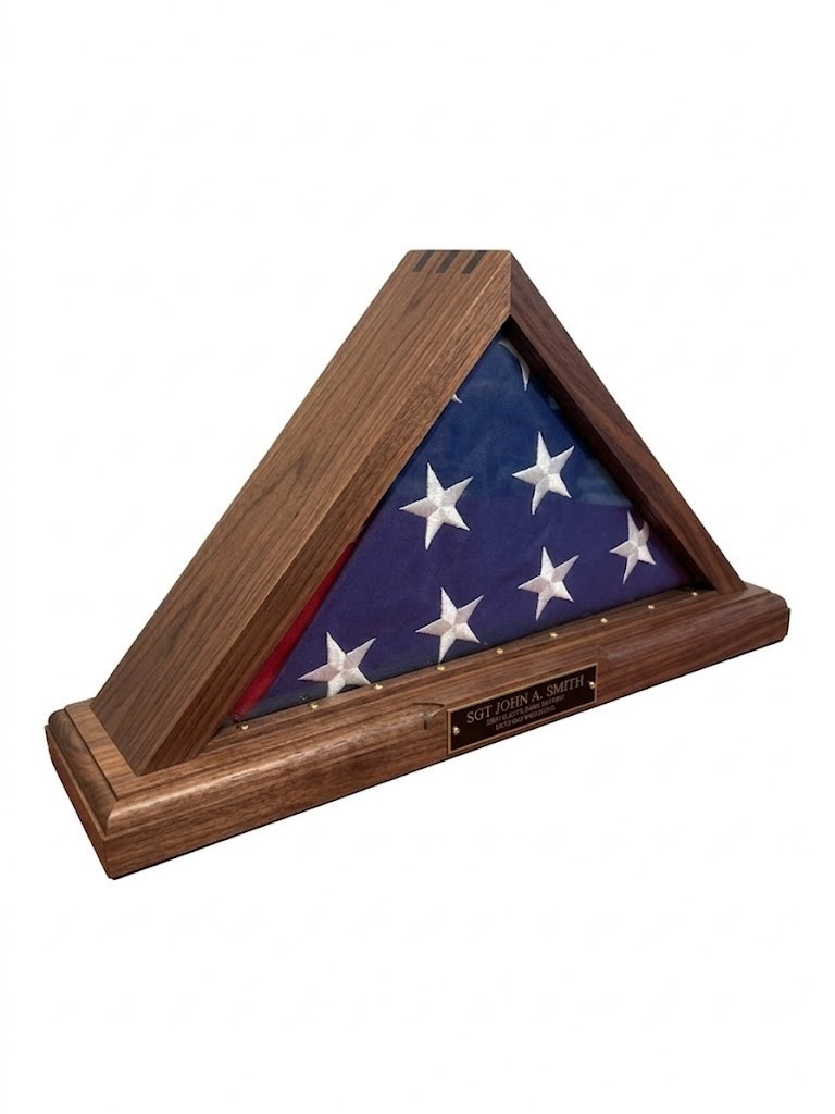 Retirement (Not a Memorial) Flag Display Case. 3ft by 5ft Flag. Personalized.