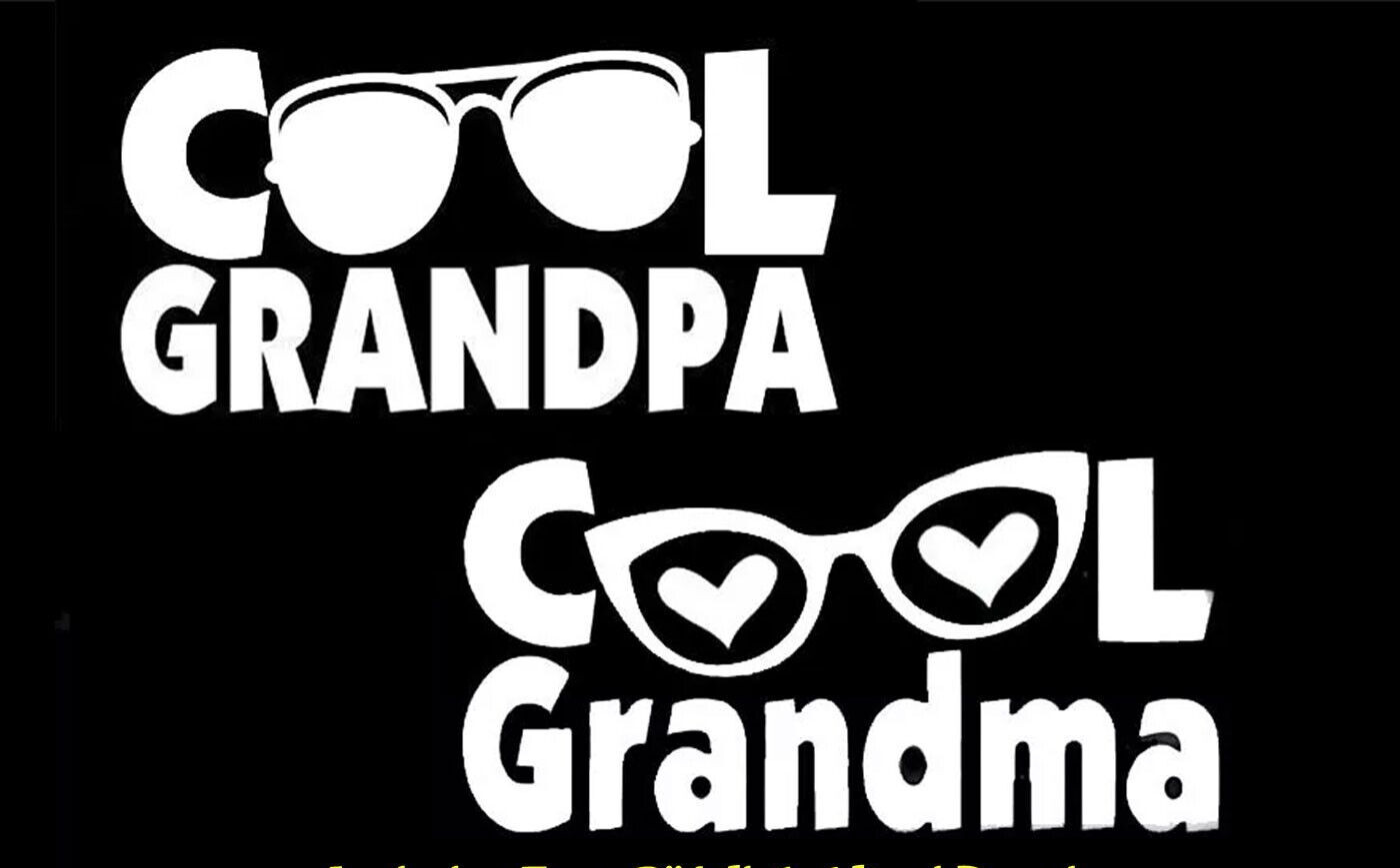 Cool Grandma & Cool Grandpa Sunglasses Two 6&Prime; White Vinyl Decals Car Windows