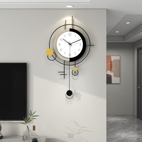 Large Wall Clock Decorative Modern Clock with Pendulum Silent Non 15*28 in
