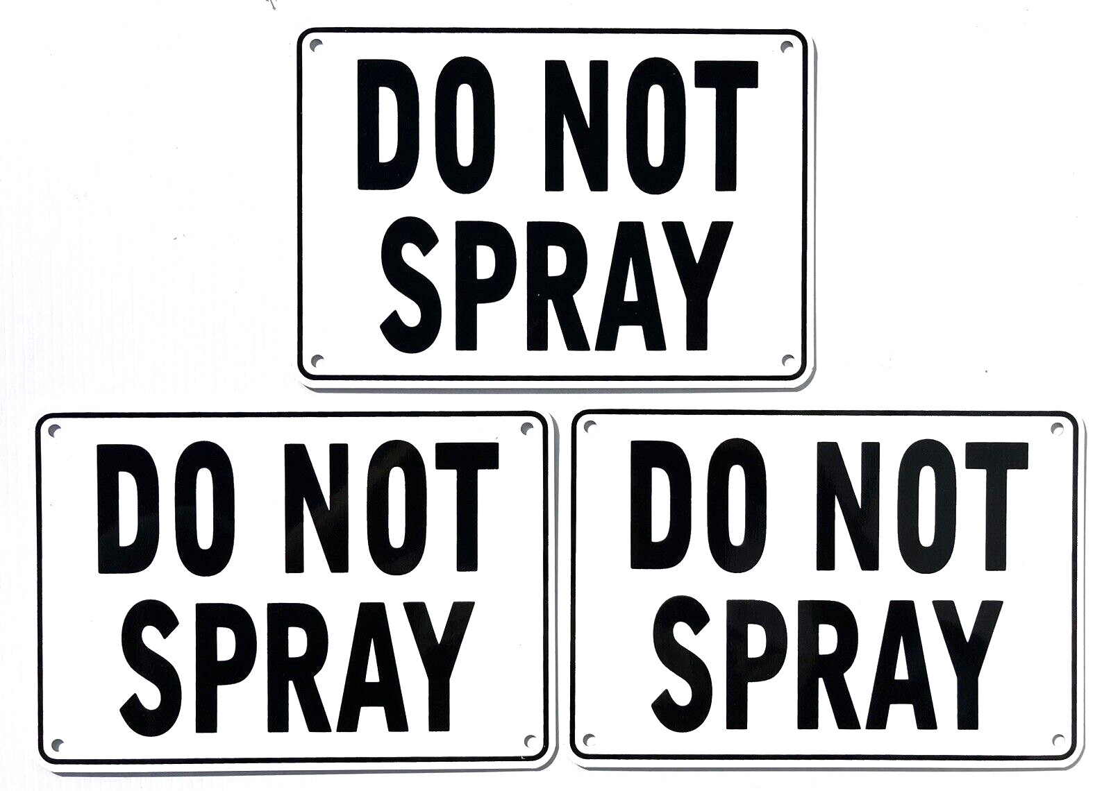 « DO NOT SPRAY » WARNING SIGN, 3 SIGN SET, METAL