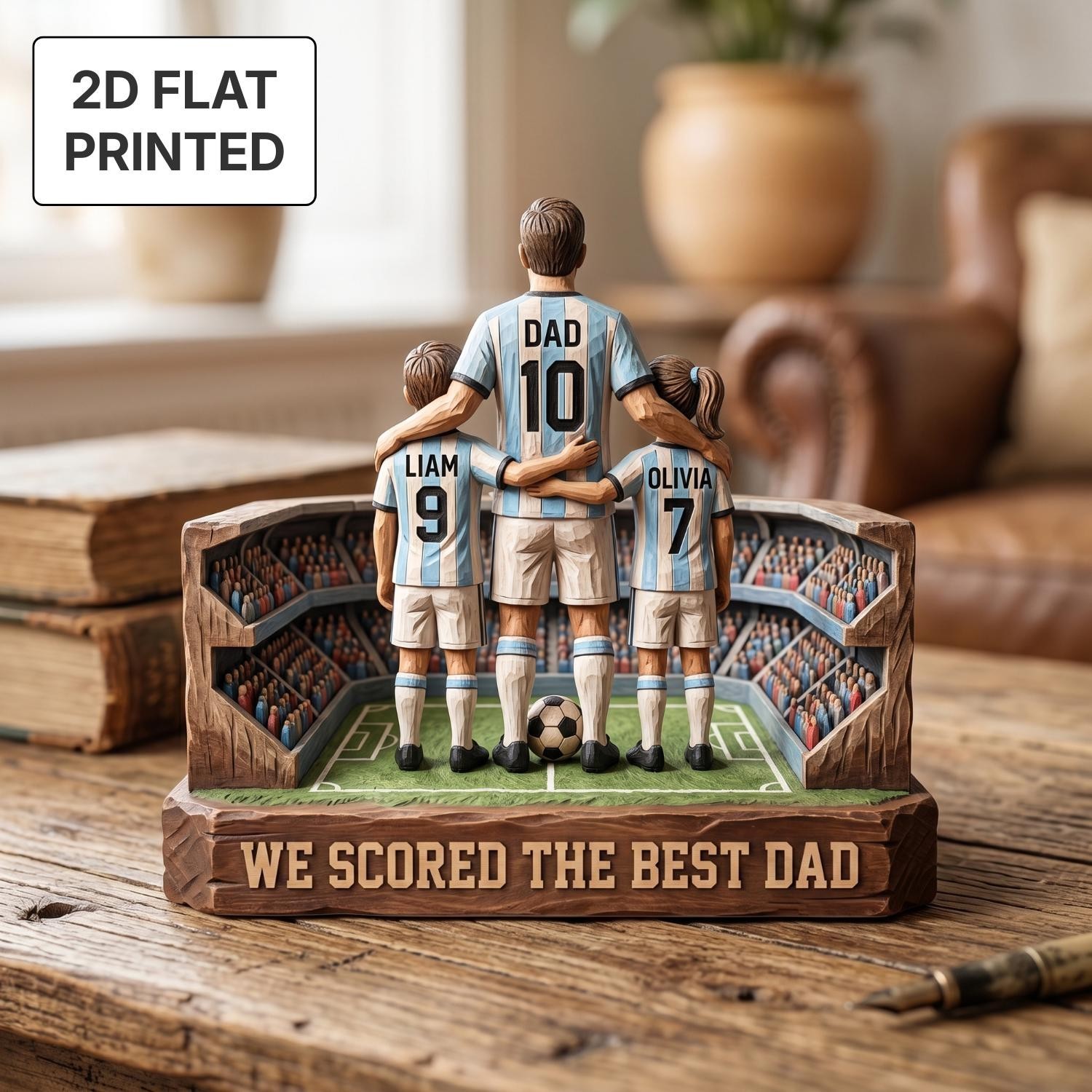 Personalized Soccer Dad & Kids Wooden Block Custom Jersey Sign Father&rsquo;s Day Gift