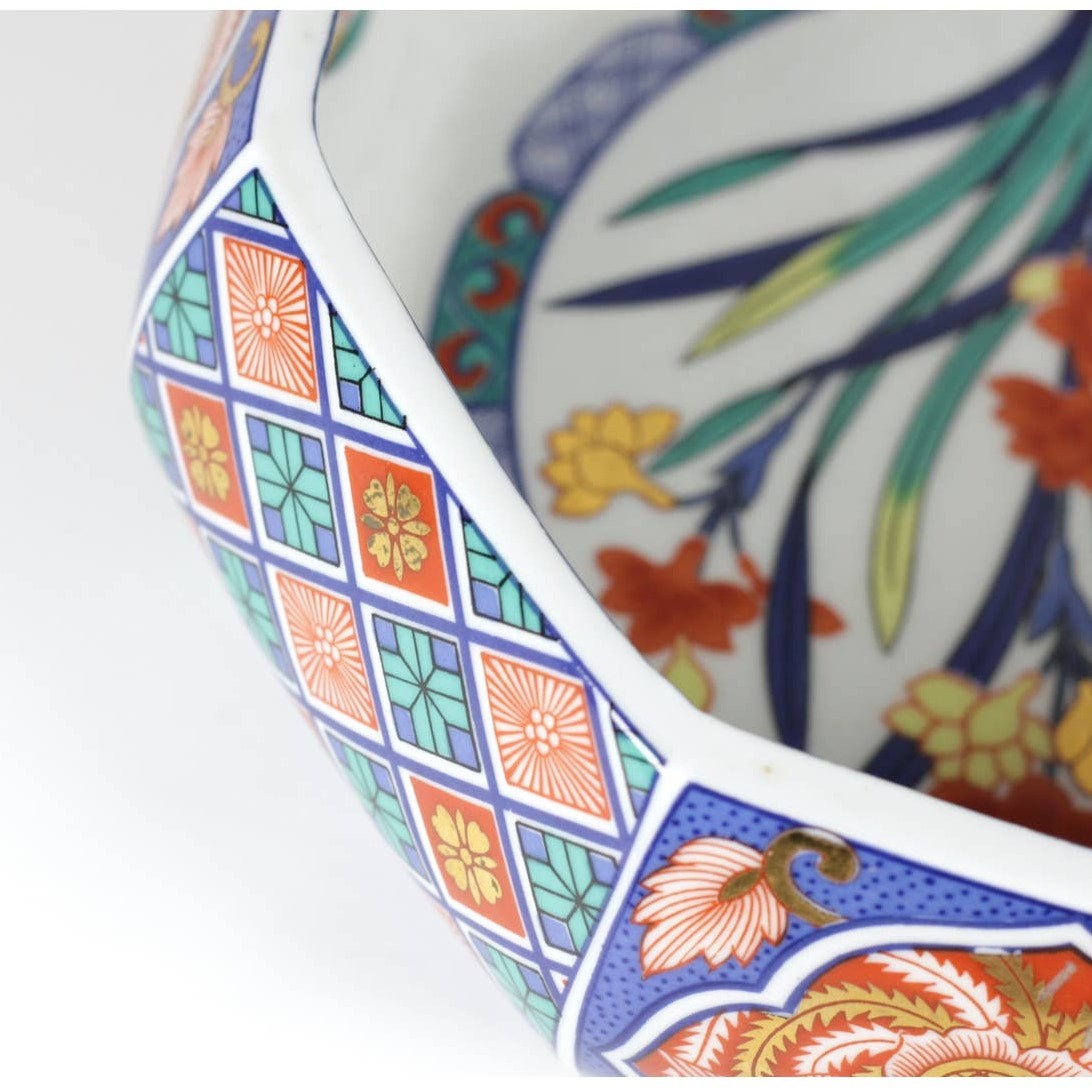 Vintage Andrea By Sadek Japan Porcelain Imari Gilded Octagonal 8in Shallow Bowl