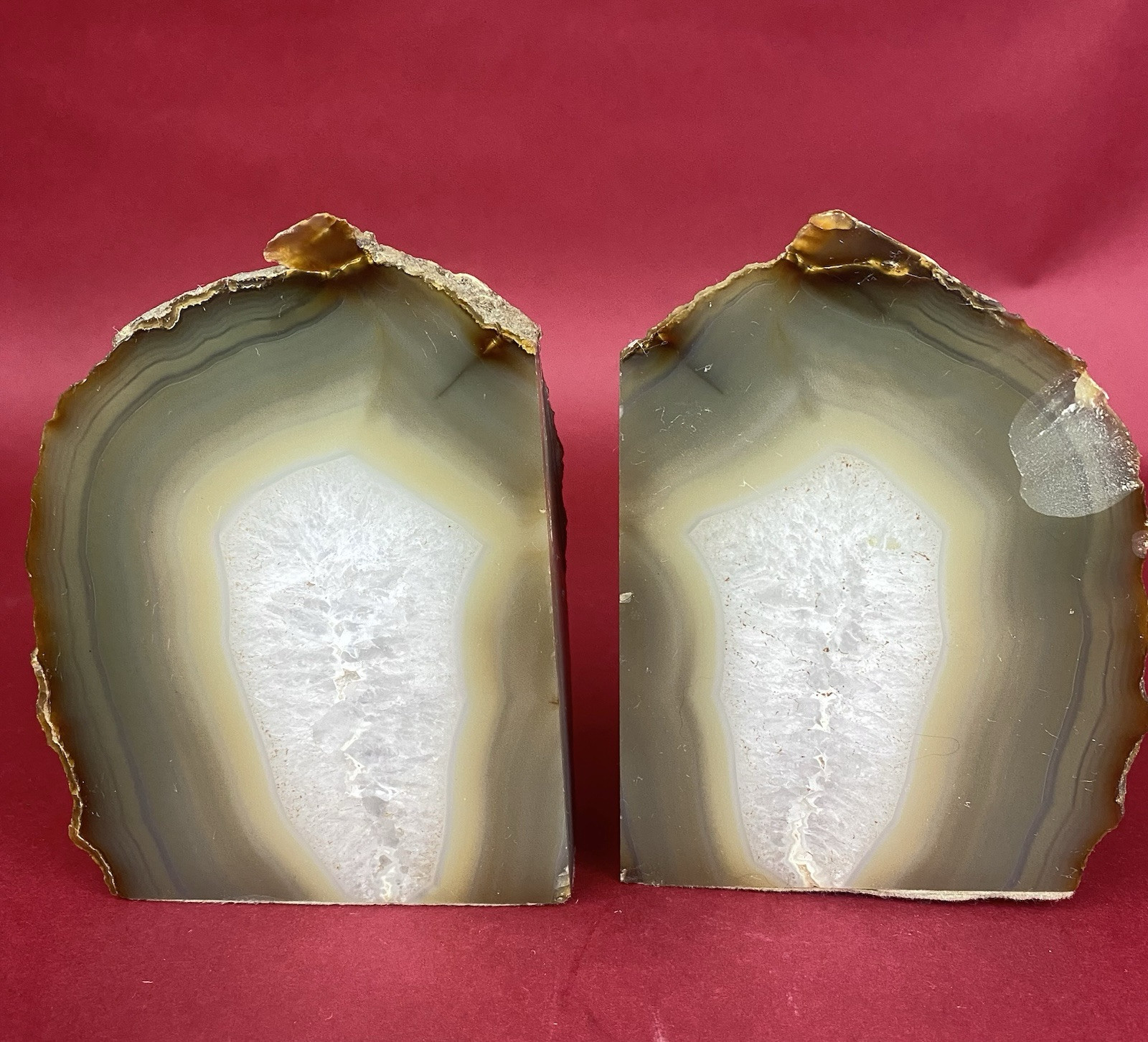 Geode Bookends 5 1/2” 7 Pounds Polished Thunder Eggs AS IS