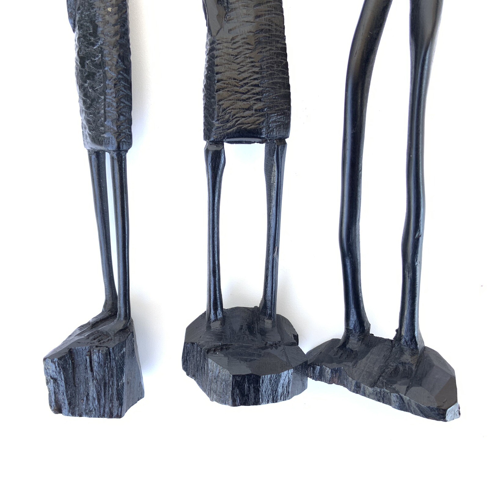 Set 3 Hand Carved Wood Tribal Figures Boho Shelf Decor