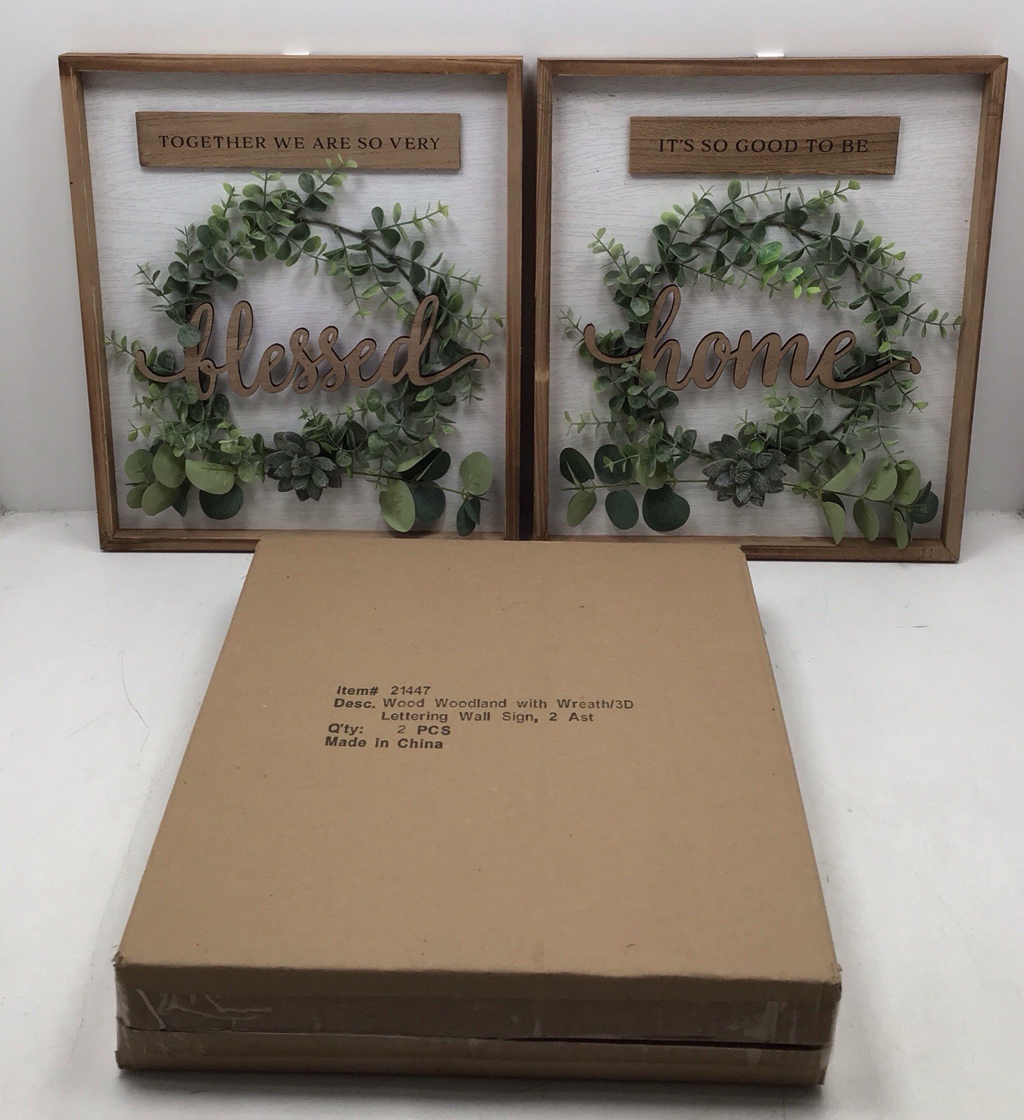 Young&rsquo;s Inc Wood Woodland With Wreath & 3D Lettering Wall Sign 2 Pieces