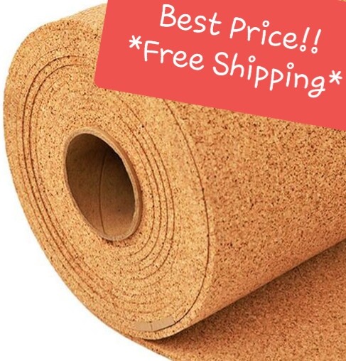 4&prime; WIDE (BY THE FOOT) 1/4&Prime; THICK ONE CORK ROLL CHOOSE SIZE bulletin board sheet