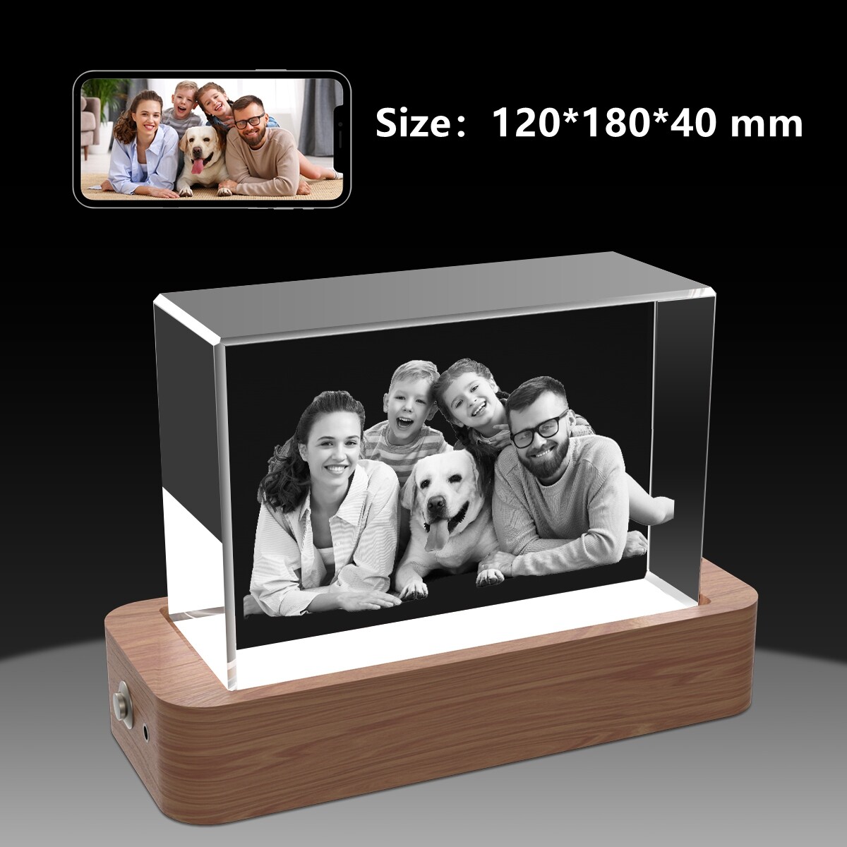 Birthday Gift Idea, Anniversary Gifts, Personalised 3D Crystal Photo Frame Gift