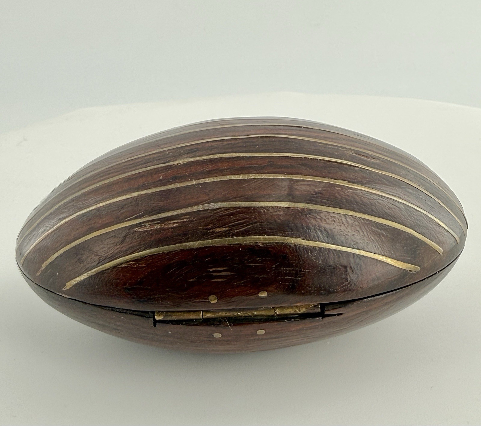 Mid Century Modern Rosewood Brass Inlay Clam Shell Trinket Box Paul Evans Style