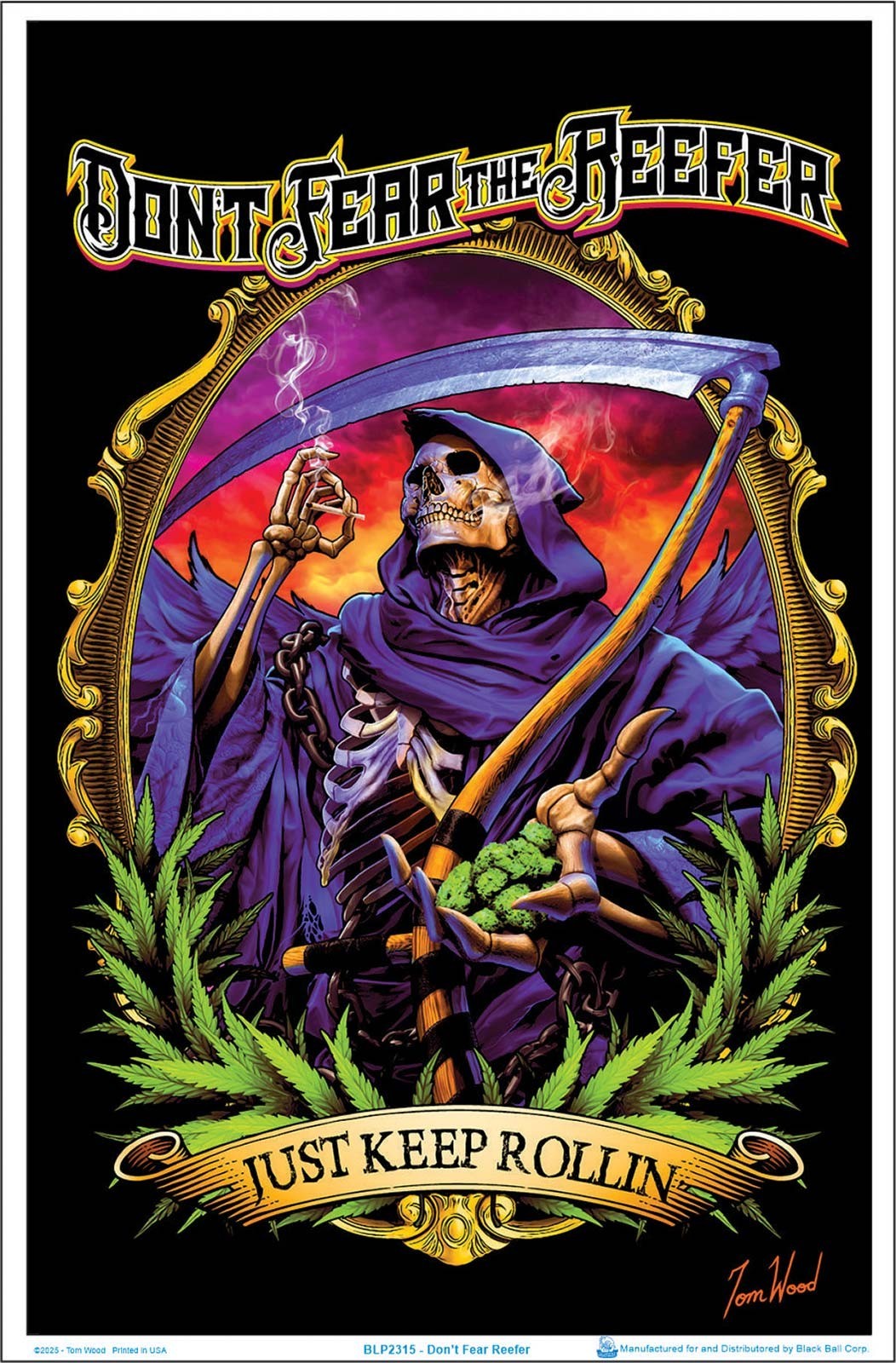 Don&rsquo;t Fear the Reefer by Tom Wood Flocked Blacklight Poster – 23&Prime; x 35&Prime;
