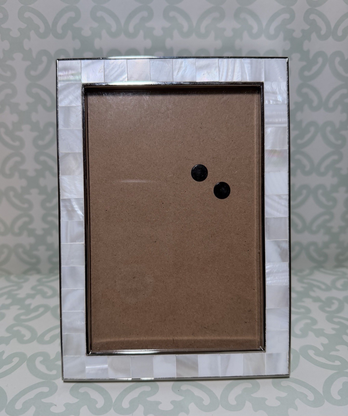 Mother Of Pearl 4×6 Photo Picture Frame Silver Trim Vertical Or Horizontal