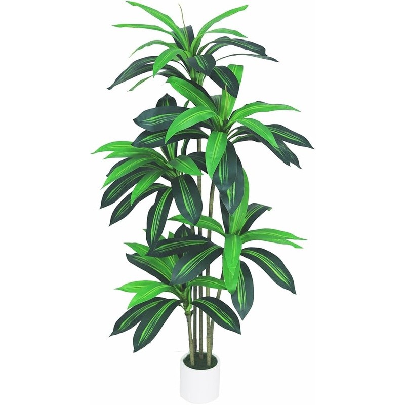 Artificial Dracaena Tree Indoor Floor Plant Realistic Faux Tree Decor Easy Care