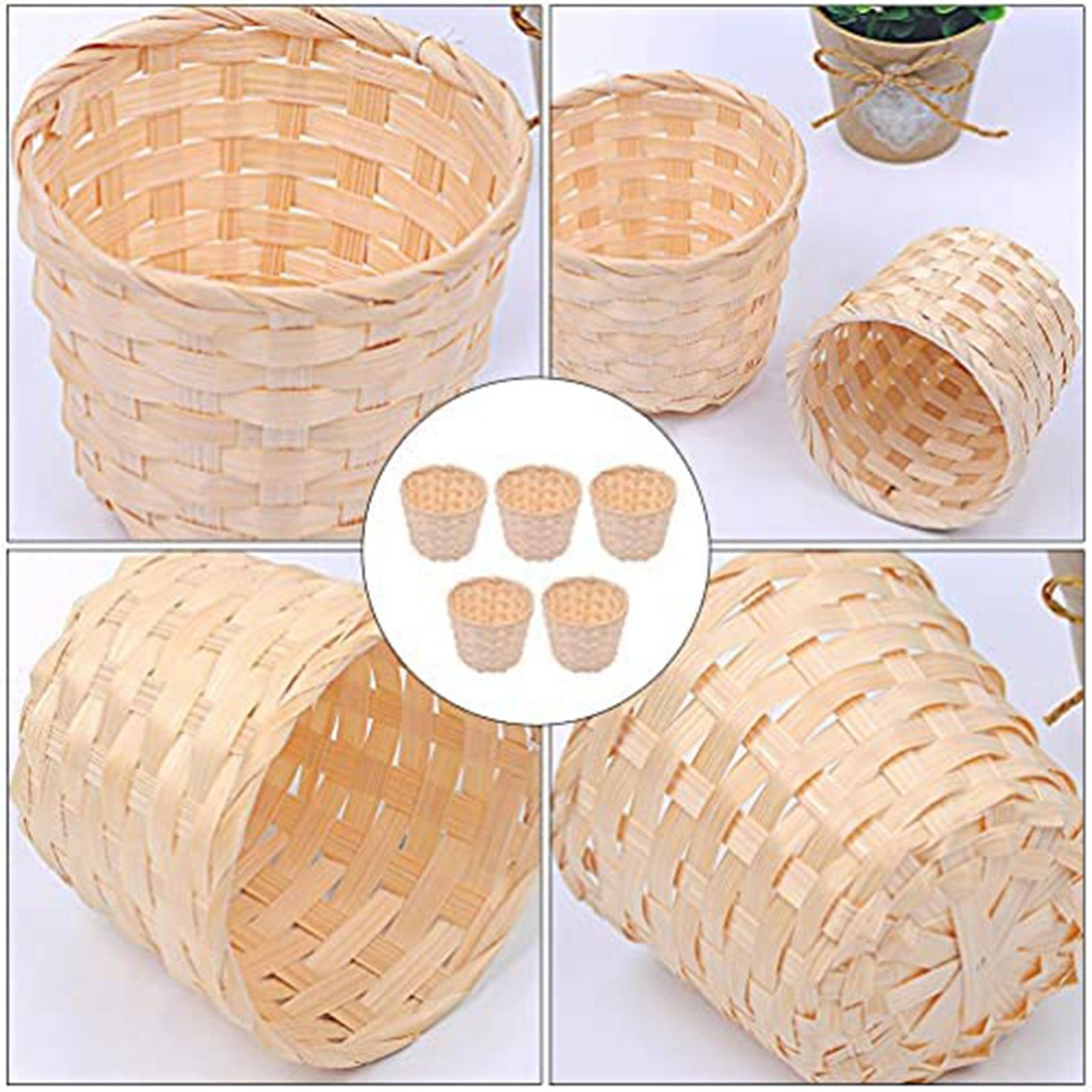5PCS Woven Baskets Without Handles for Party Favors Crafts Decor Suitable2011