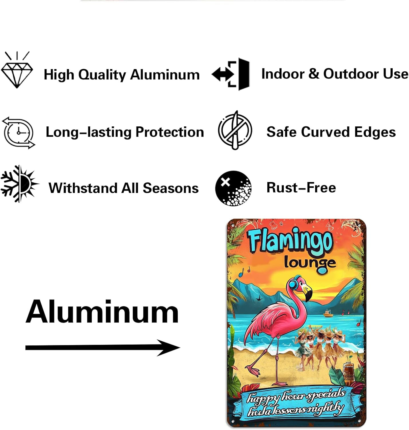 Flamingo Lounge Tropical Bar Sign – Hawaiian Beach Party Decor,Funny Pub Sign fo