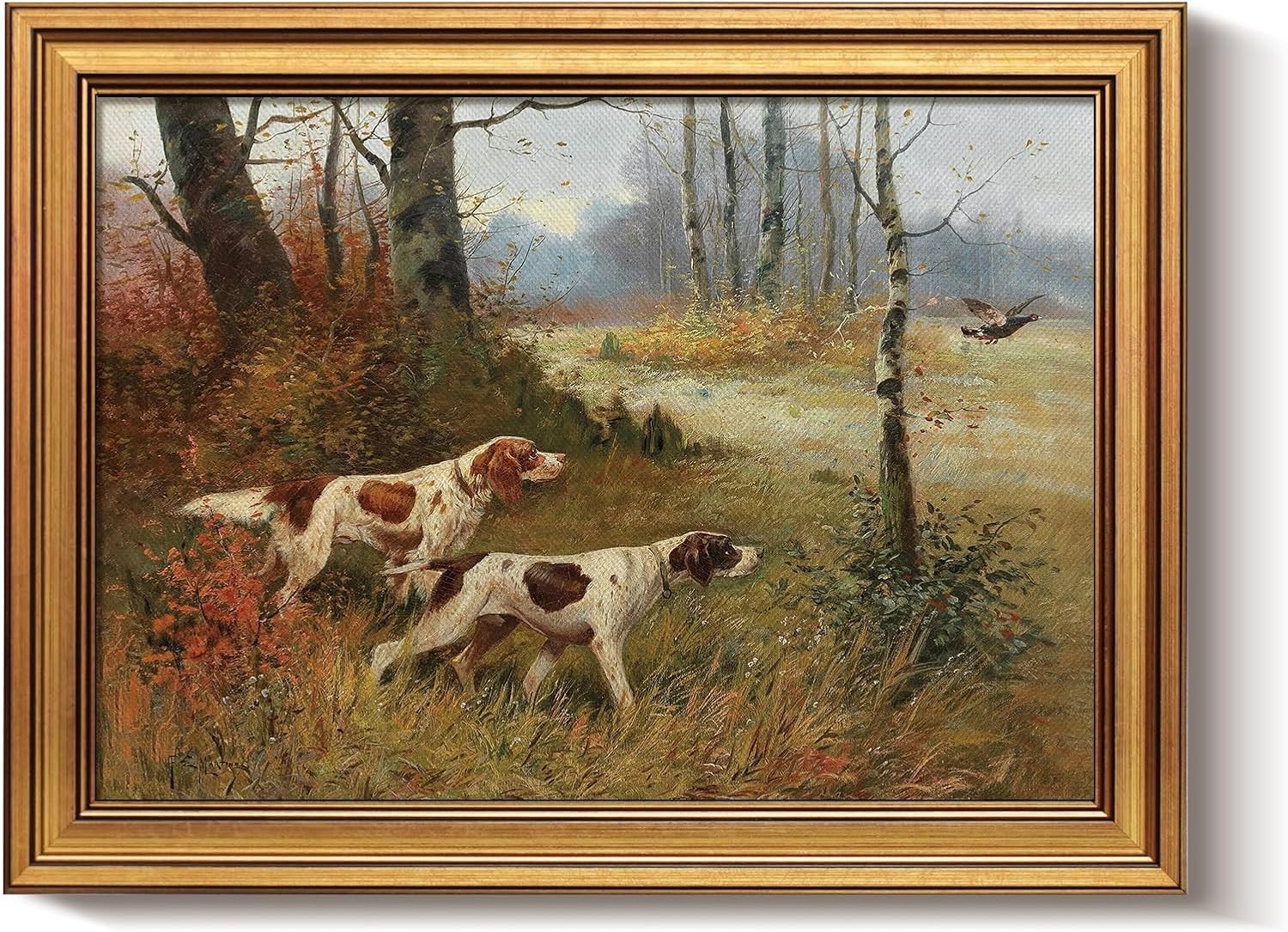 Vintage Dog Wall Art Decor 12×16 Inch – Framed Canvas Print