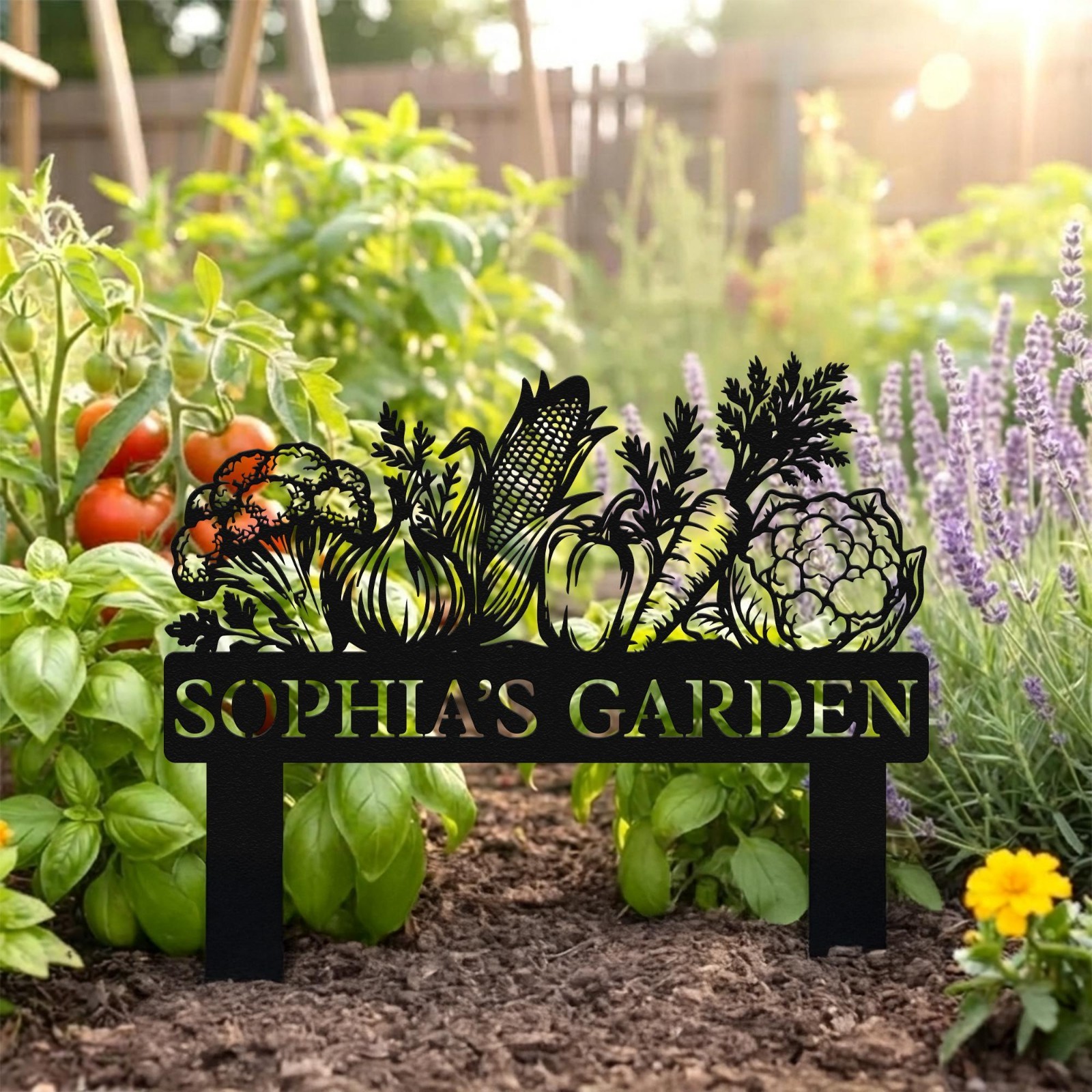 Vegetable Garden Stake Personalized Custom Name Veggie Patch Decor Gift