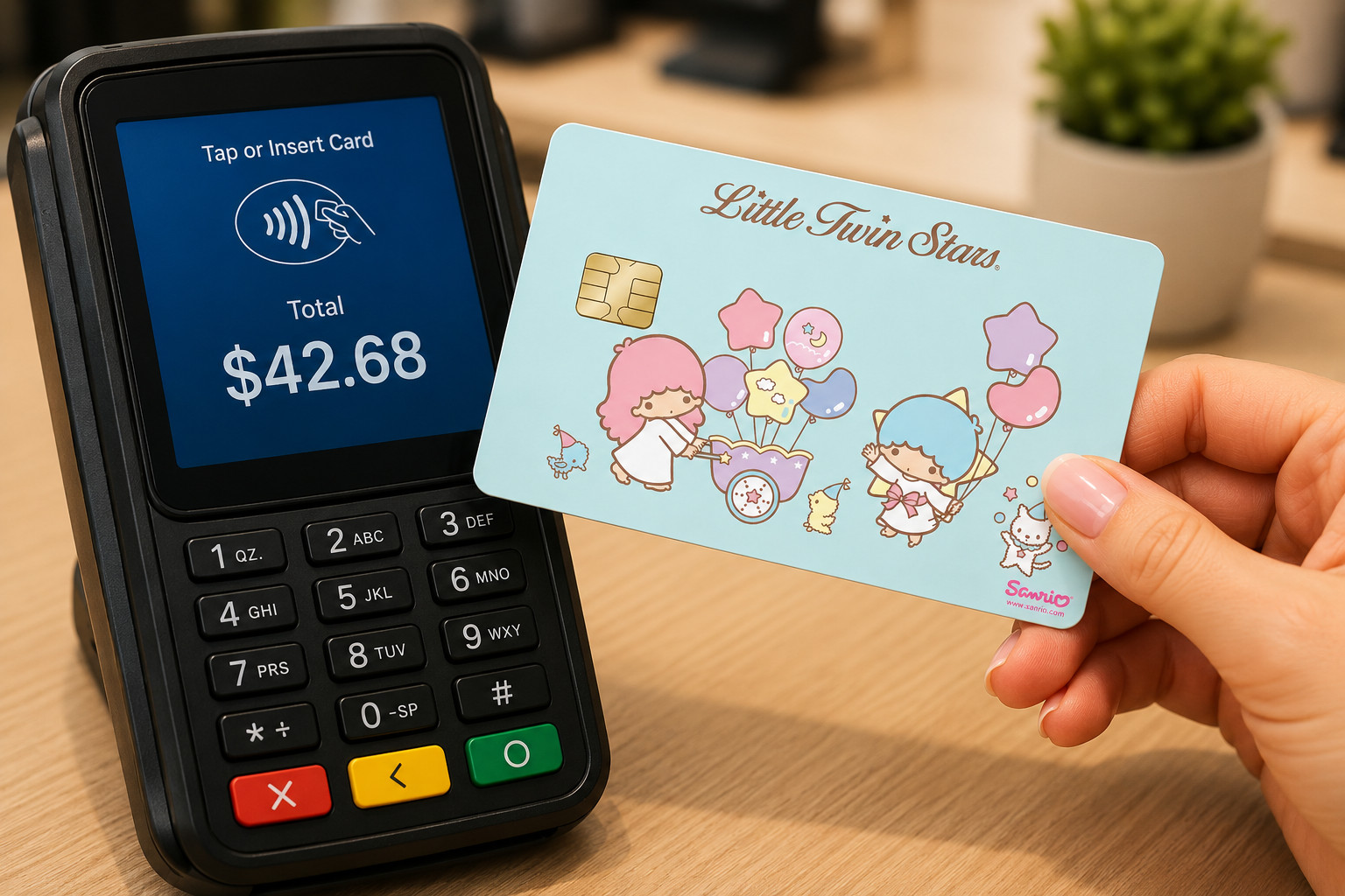 Cute Kiki Lala Sanrio Anime Credit Card Cover Sticker Skin Pastel Blue Wrap