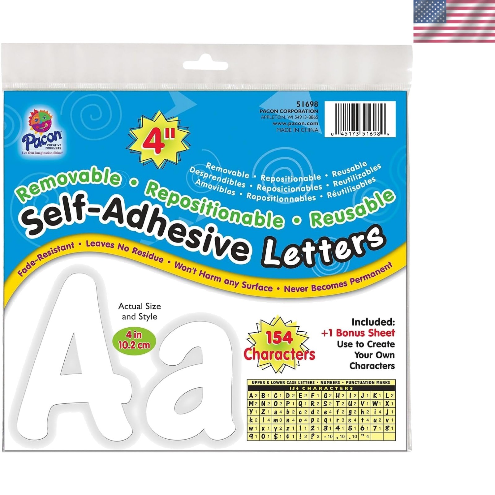 Reusable White Vinyl Letters & Numbers, 4&Prime; Characters – Ideal for Window Décor