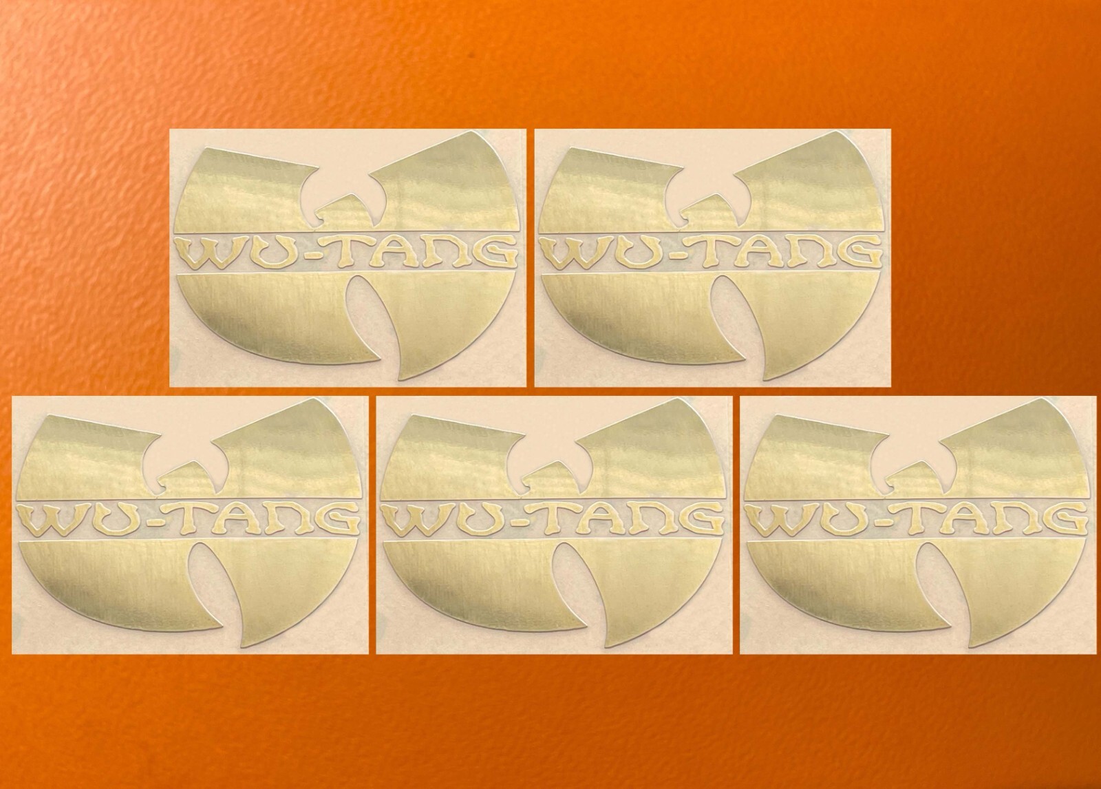 5 pcs Sticker for Wu Tang Street Wear Golden Color Mirror Logo Decal 2&Prime; Wide