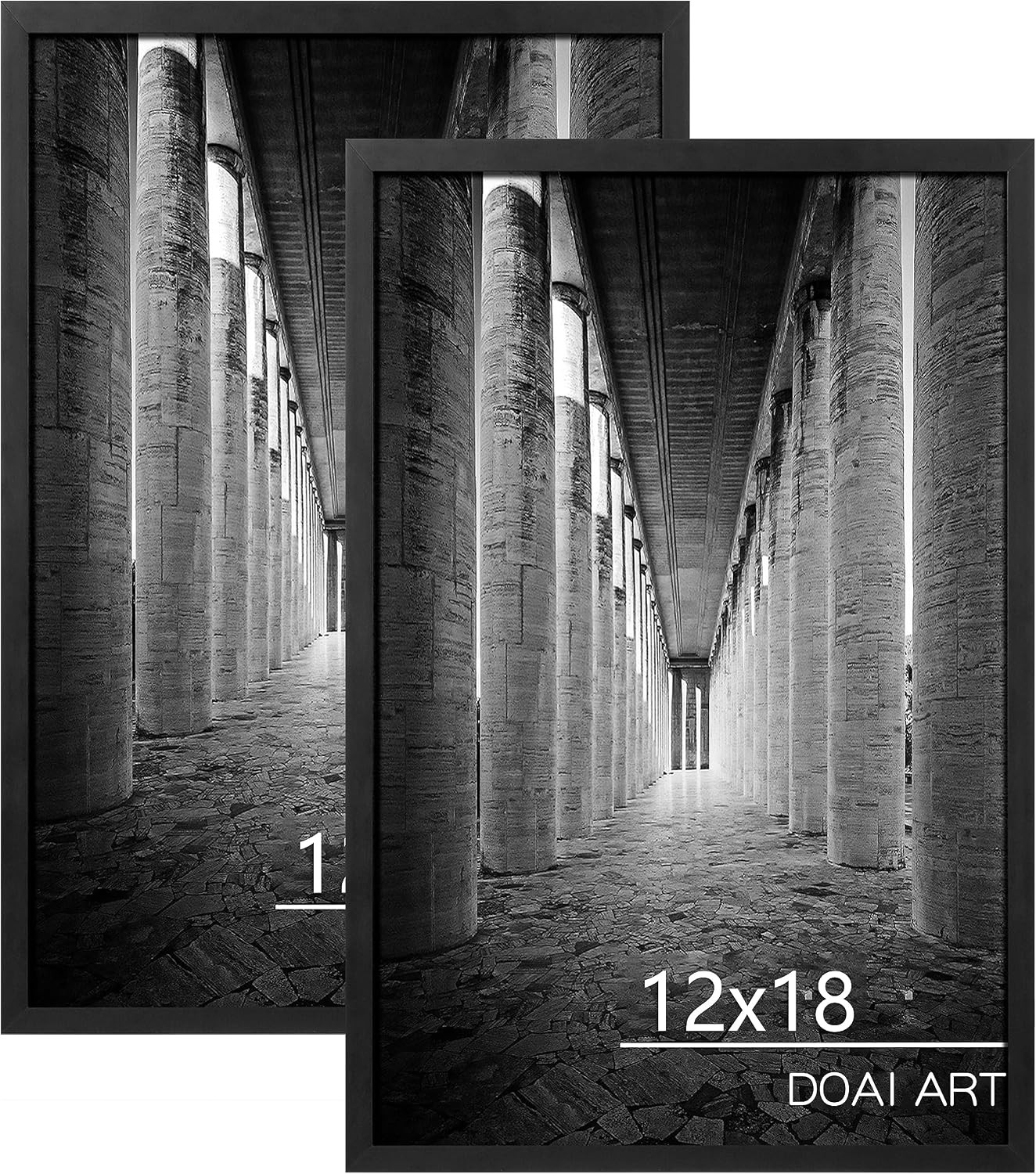 12×18 Frame 2 Pack, Black 12 x 18 Poster Frame for Horizontal or Vertical Wall