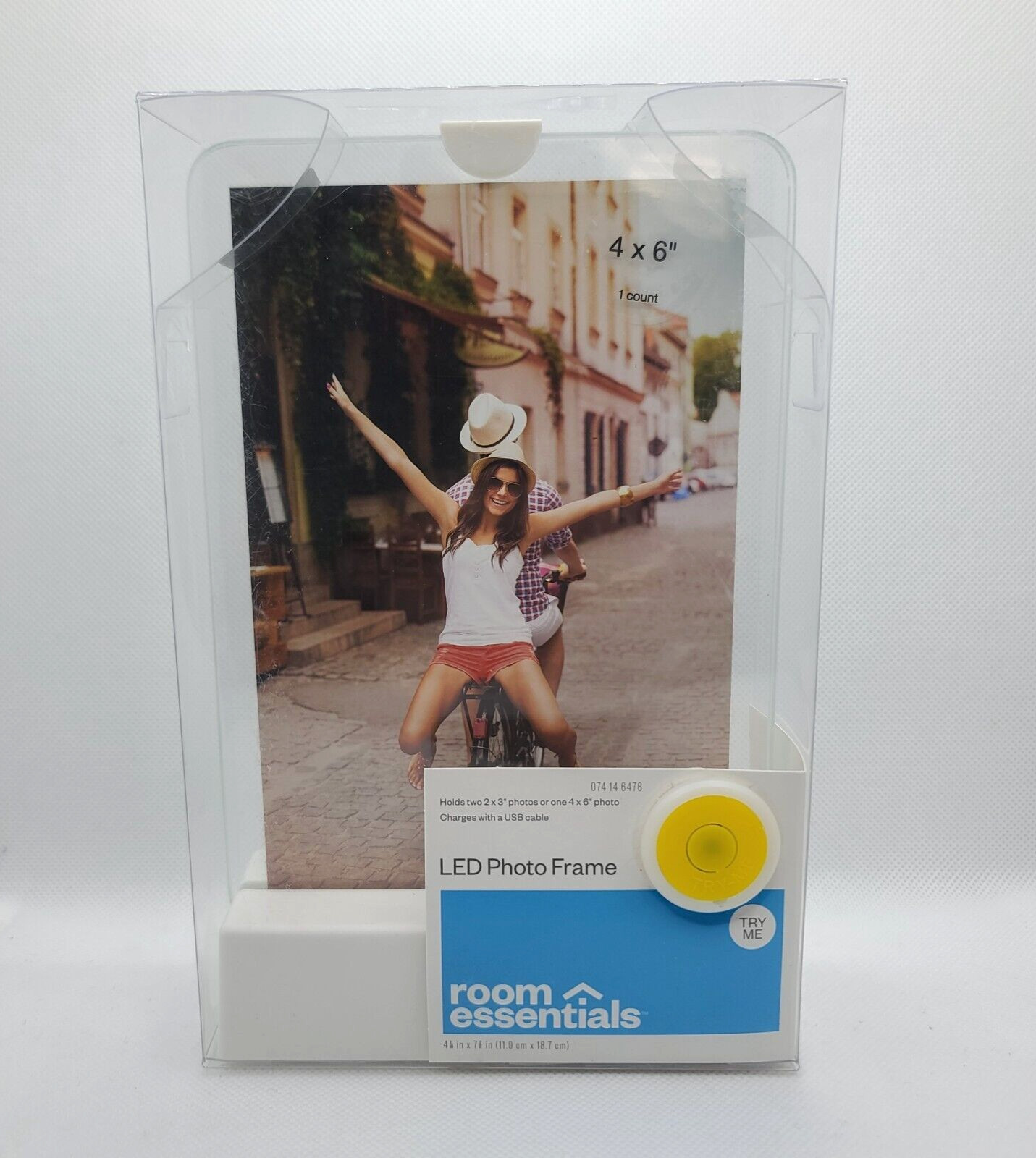 Room Essentials LED Photo Frame 4&Prime;x 6&Prime; Light Up White Base USB Power Cable NEW