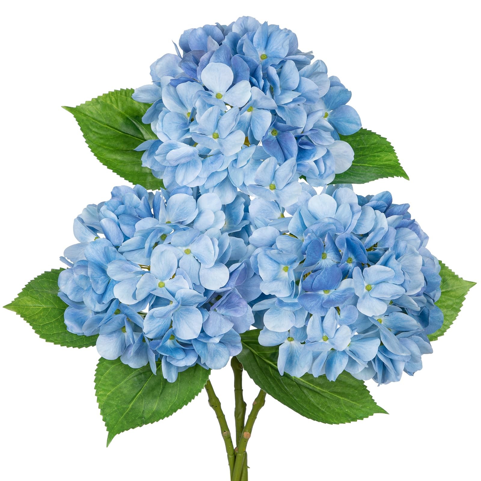 3Pcs Blue Hydrangea Artificial Flowers 19.7 in Real Touch Faux Hydrangea Stem…