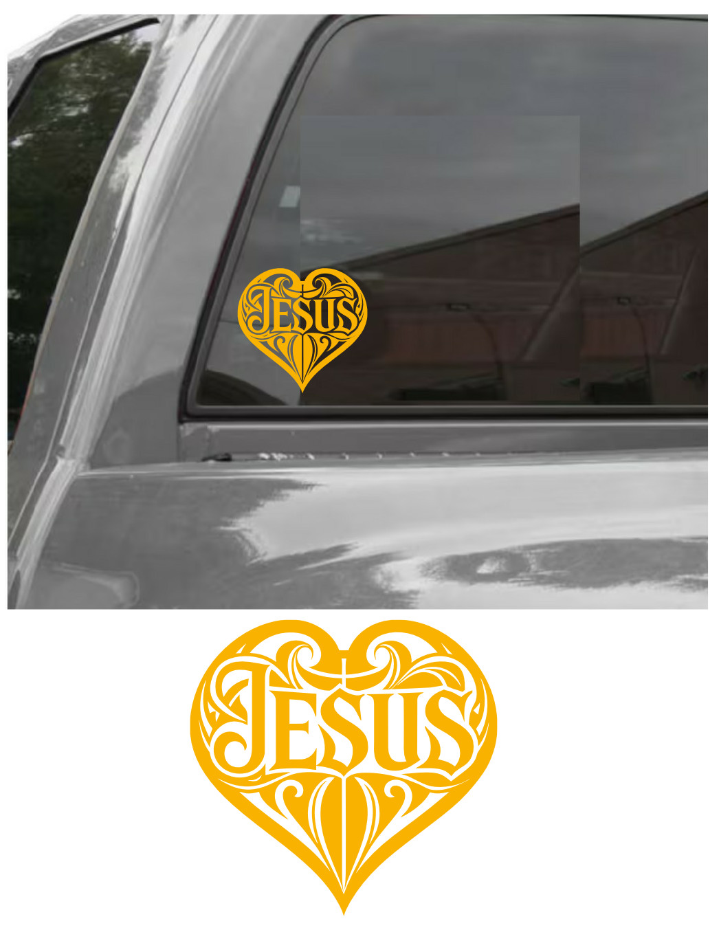 JESUS Heart Vinyl Decal Sticker, Christian, Car, Windows, Outdoors