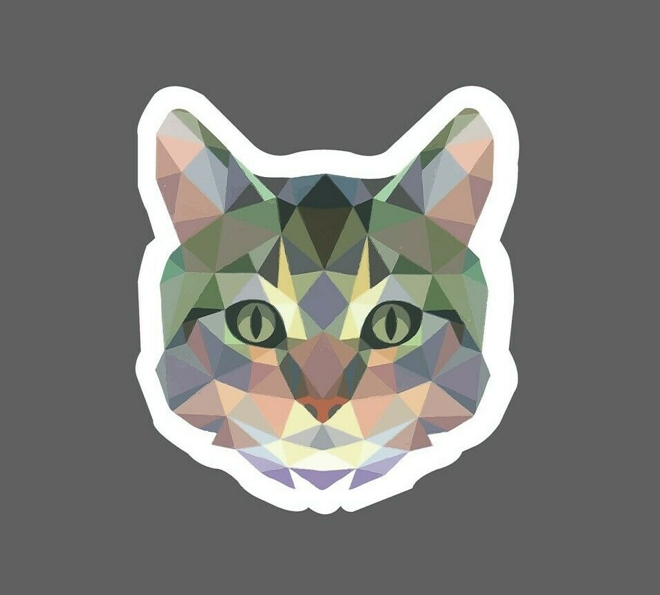 Cat Sticker Geometric Tabby Waterproof – Buy Any 4 For $1.75 Each Storewide!