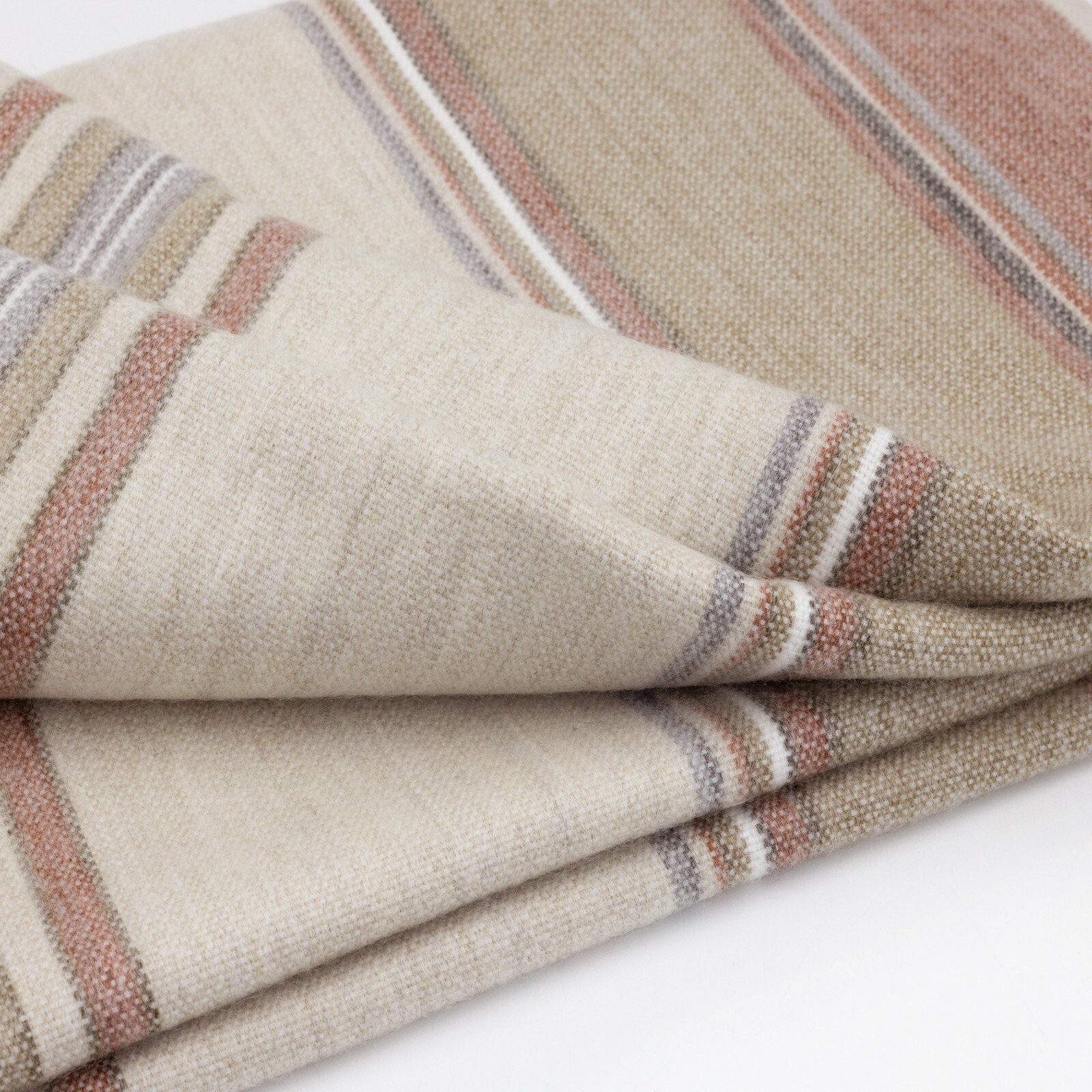 SOFT & WARM STRIPED ALPACA LLAMA WOOL BLANKET QUEEN BED SOFA EARTH TONES