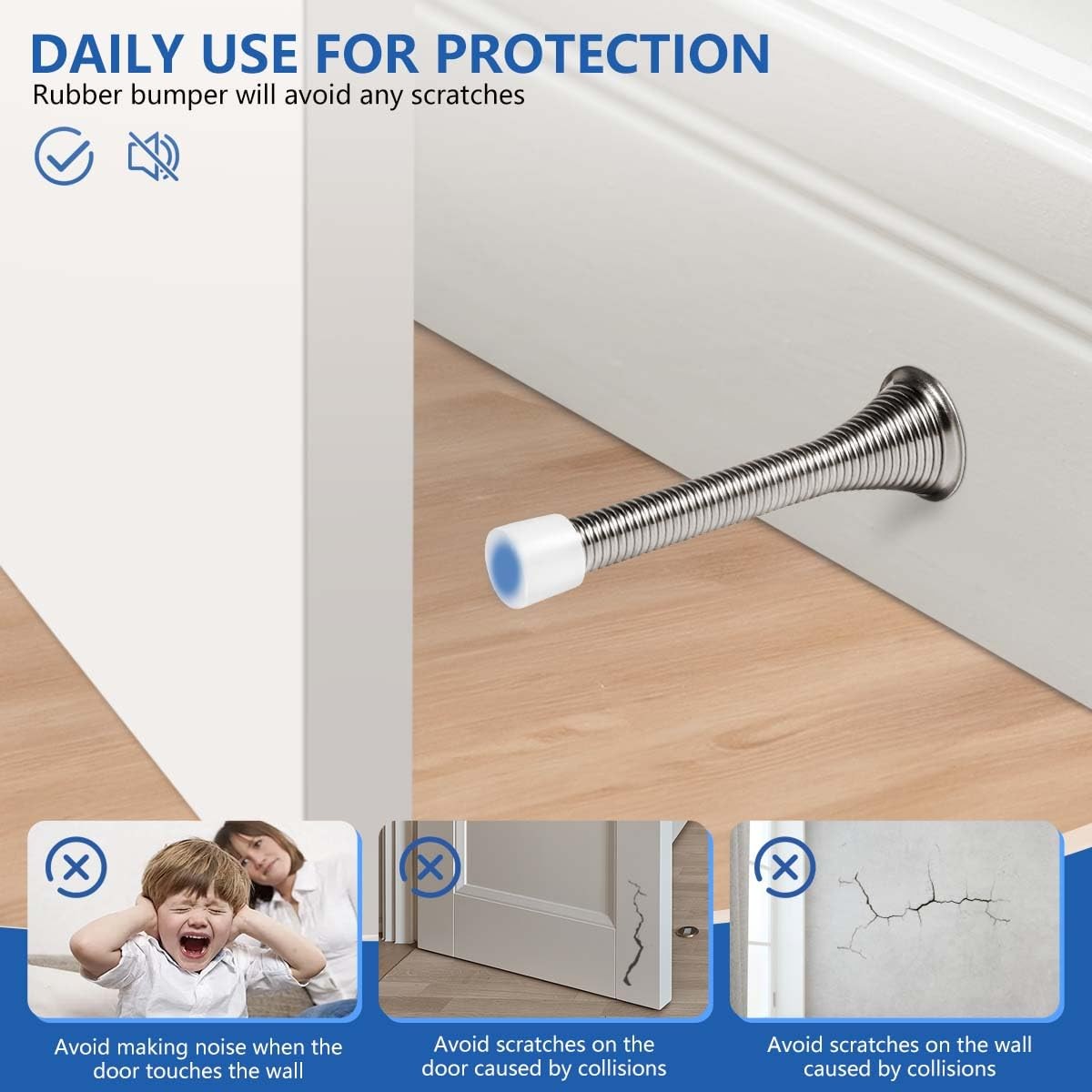 12 Pack Spring Door Stops 3 1/4 Inch Flexible Heavy Duty Spring Door Stopper
