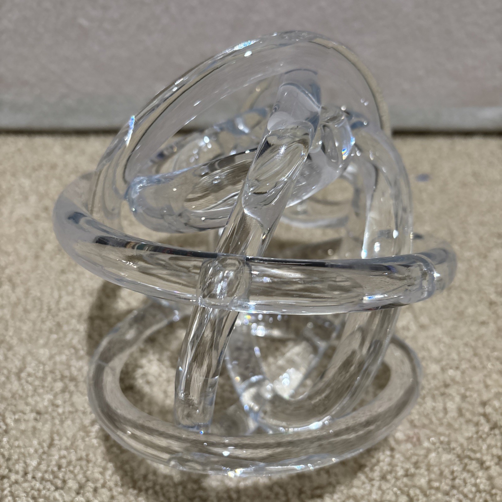 Glass Art Knot Sculpture Modern Clear Glass Decorative Paperweight, Unbranded
