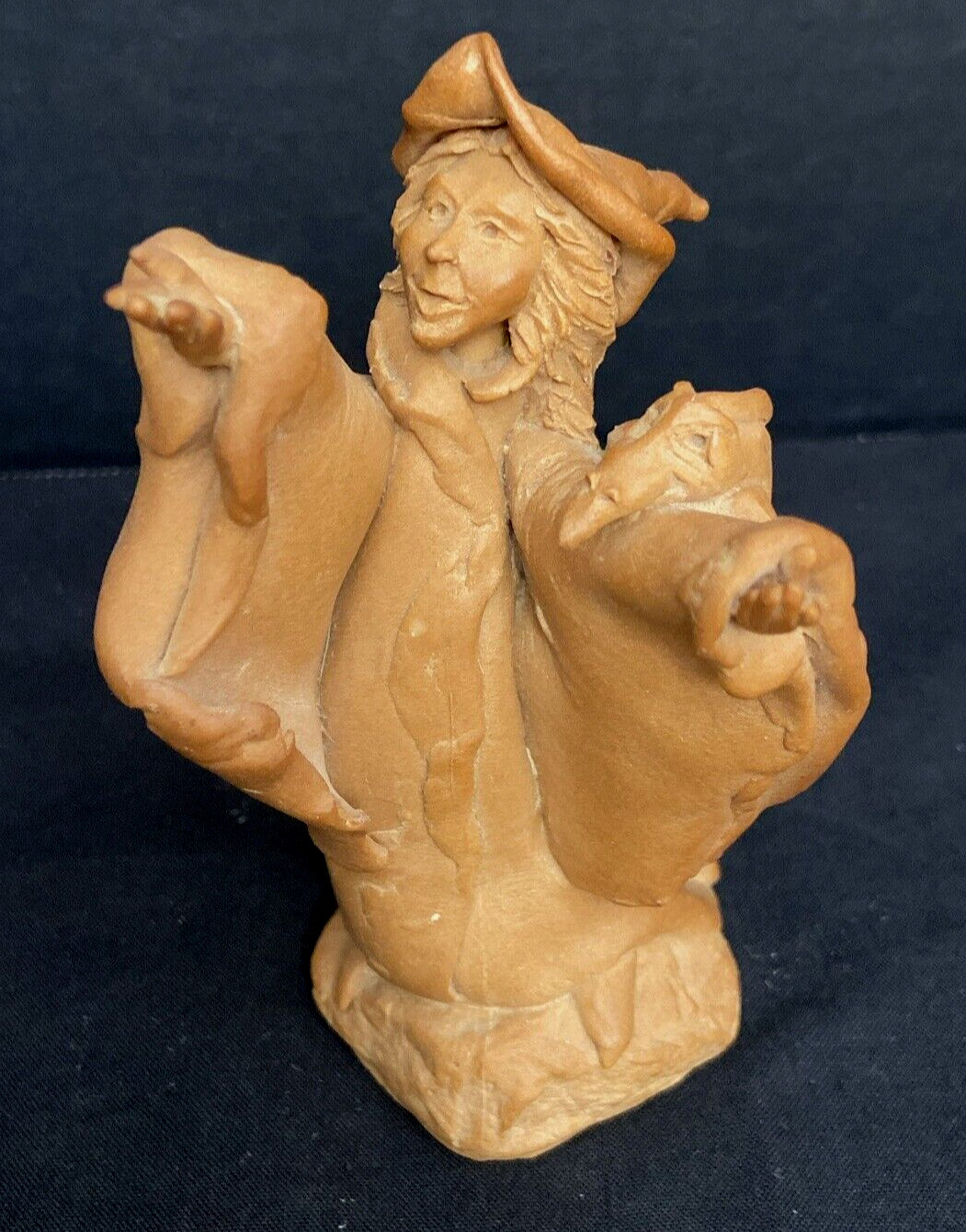 Vtg Poly Resin Wizard w/ Dragon Paintable Customizable Made in USA 5&Prime; H