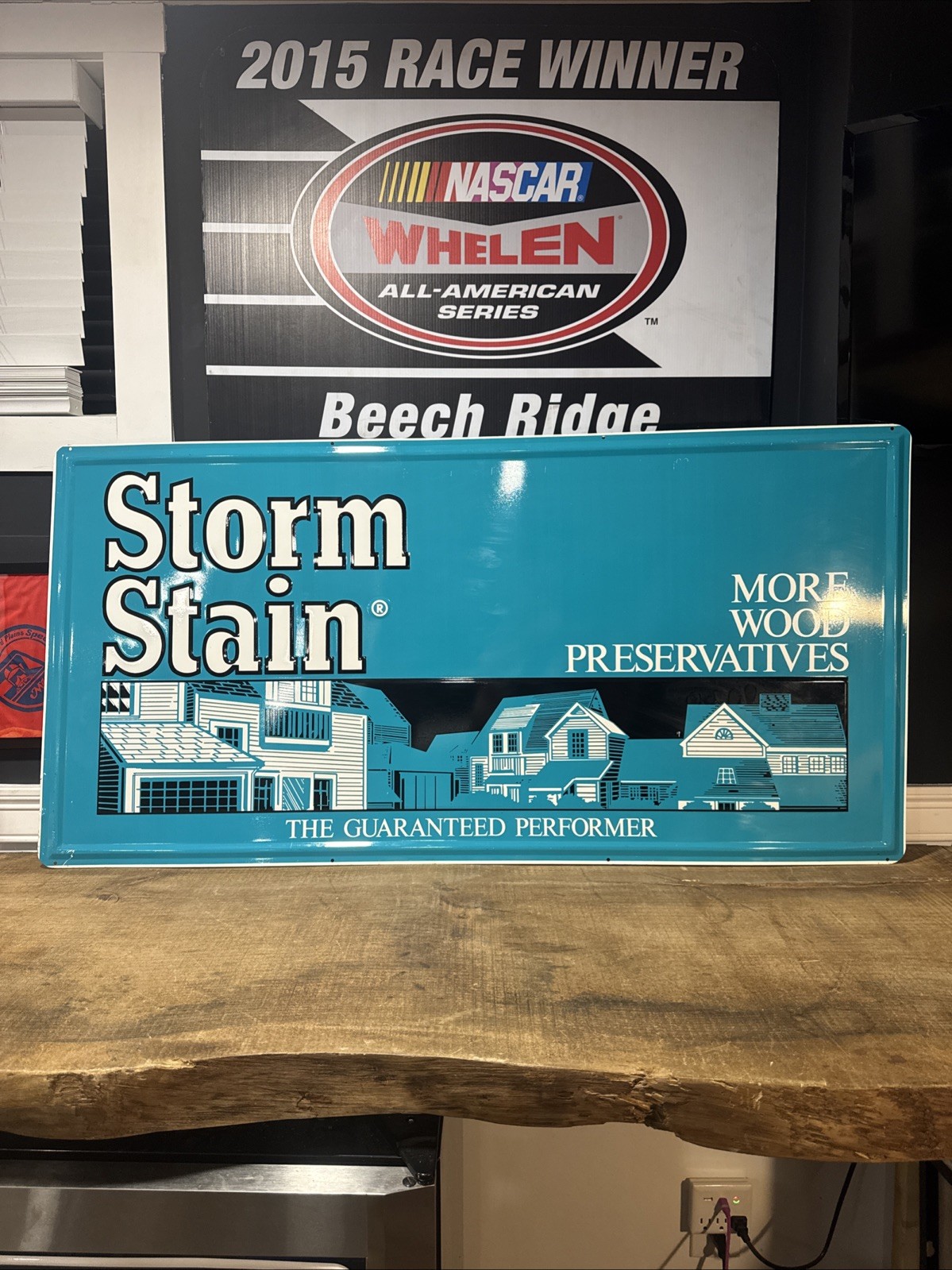 Storm Stain wood perservatives metal sign 48”x24”