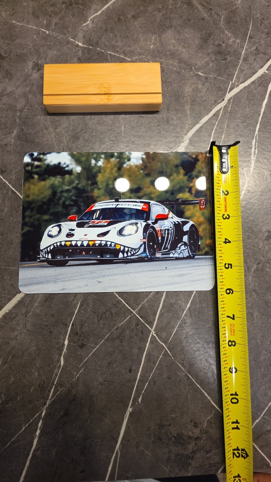 Rexy Porshe GTR Skeleton Aluminum Sublimated Glossy Wall/Desk Art With Stand