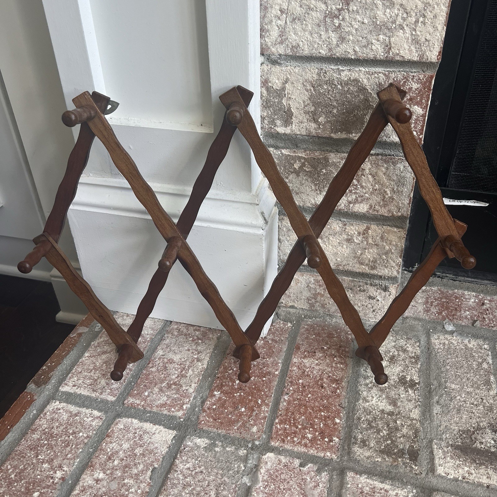 Vintage Wooden Accordion Expandable Wall Rack 10 Peg Coat Hat Hanger Rustic