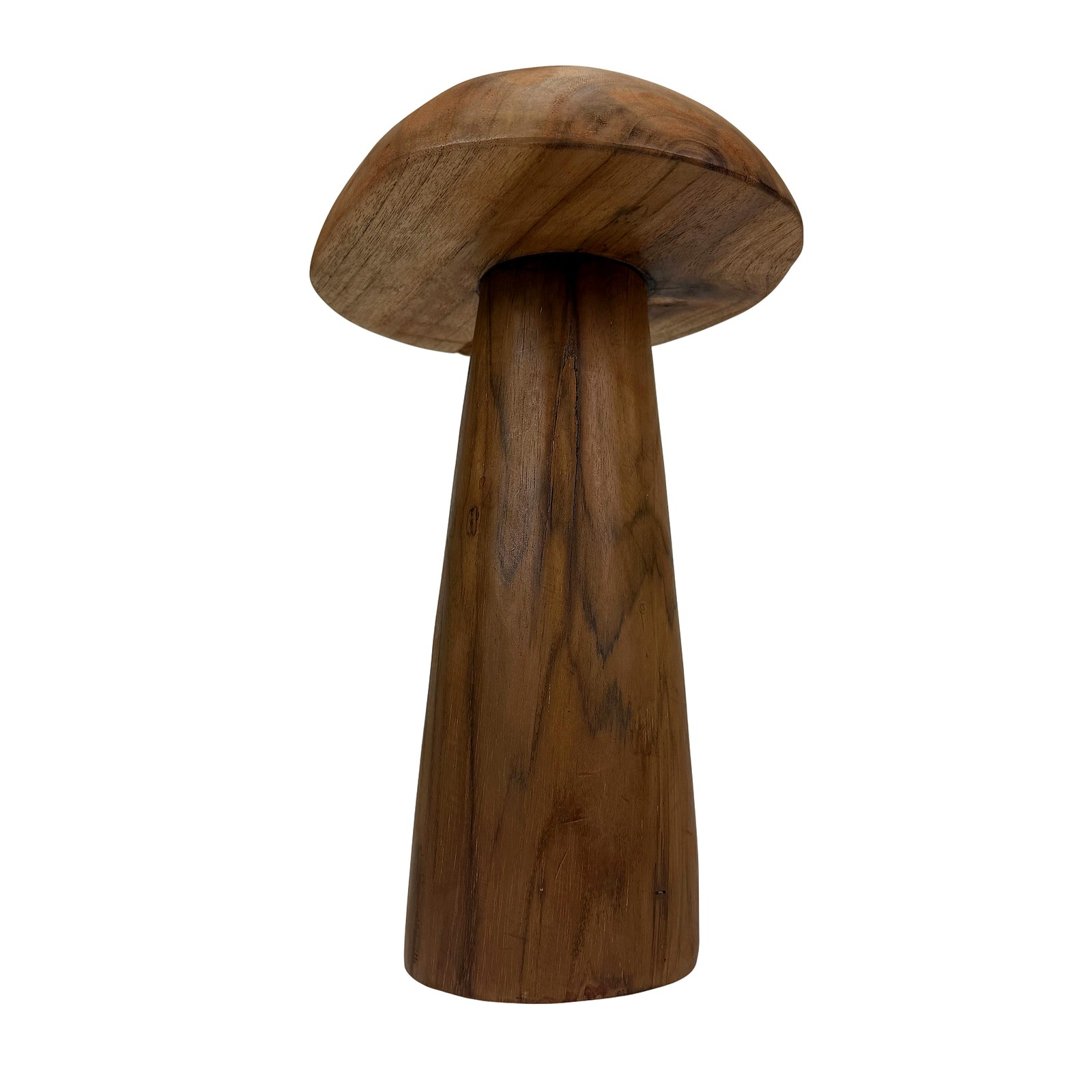 Wood Mushroom Statue 12.5 in Natural Solid Wood Freestanding Sculpture