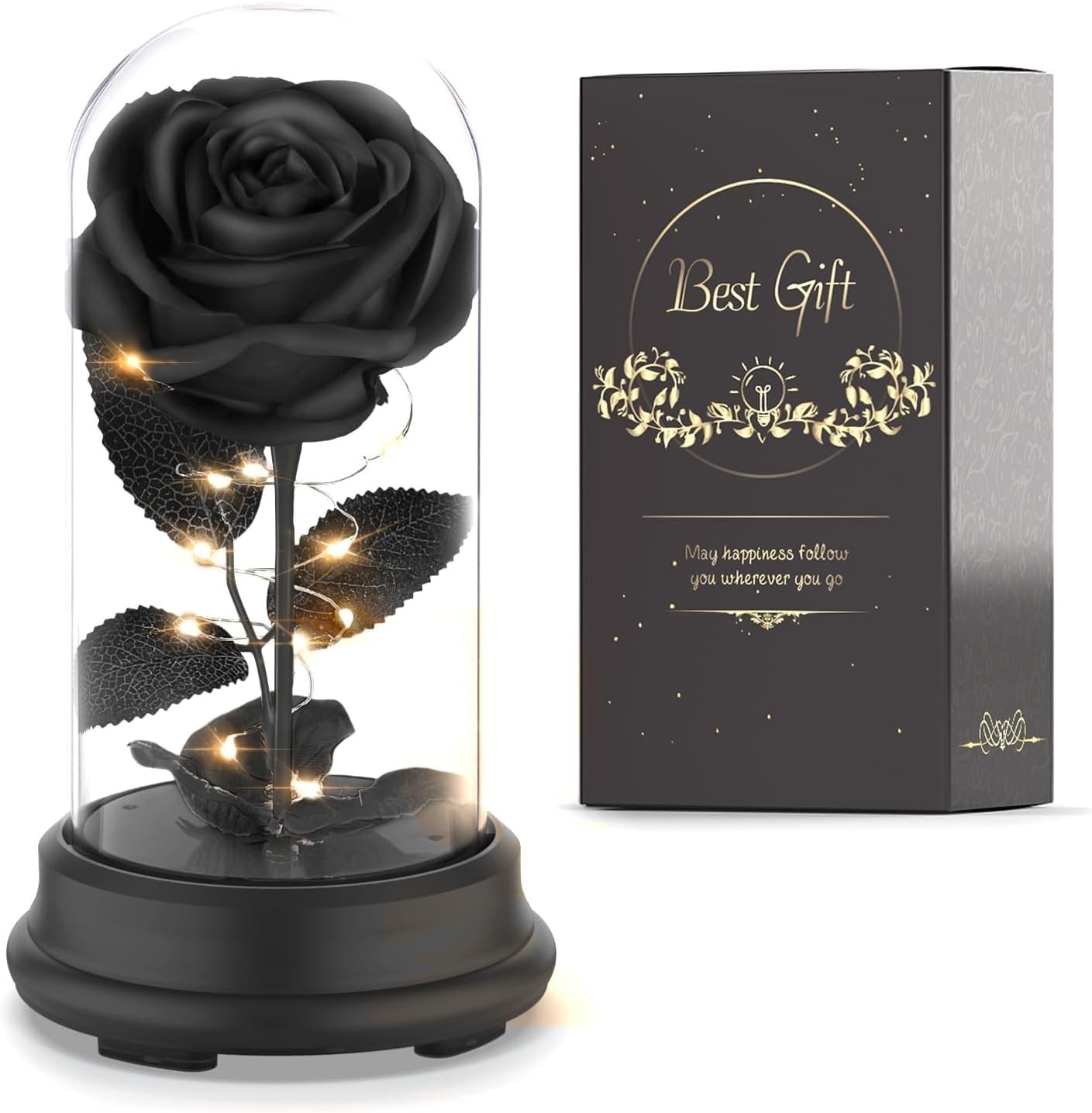 Forever Preserved Real Black Rose Flower Birthday Gifts for Mom Women,Valentine