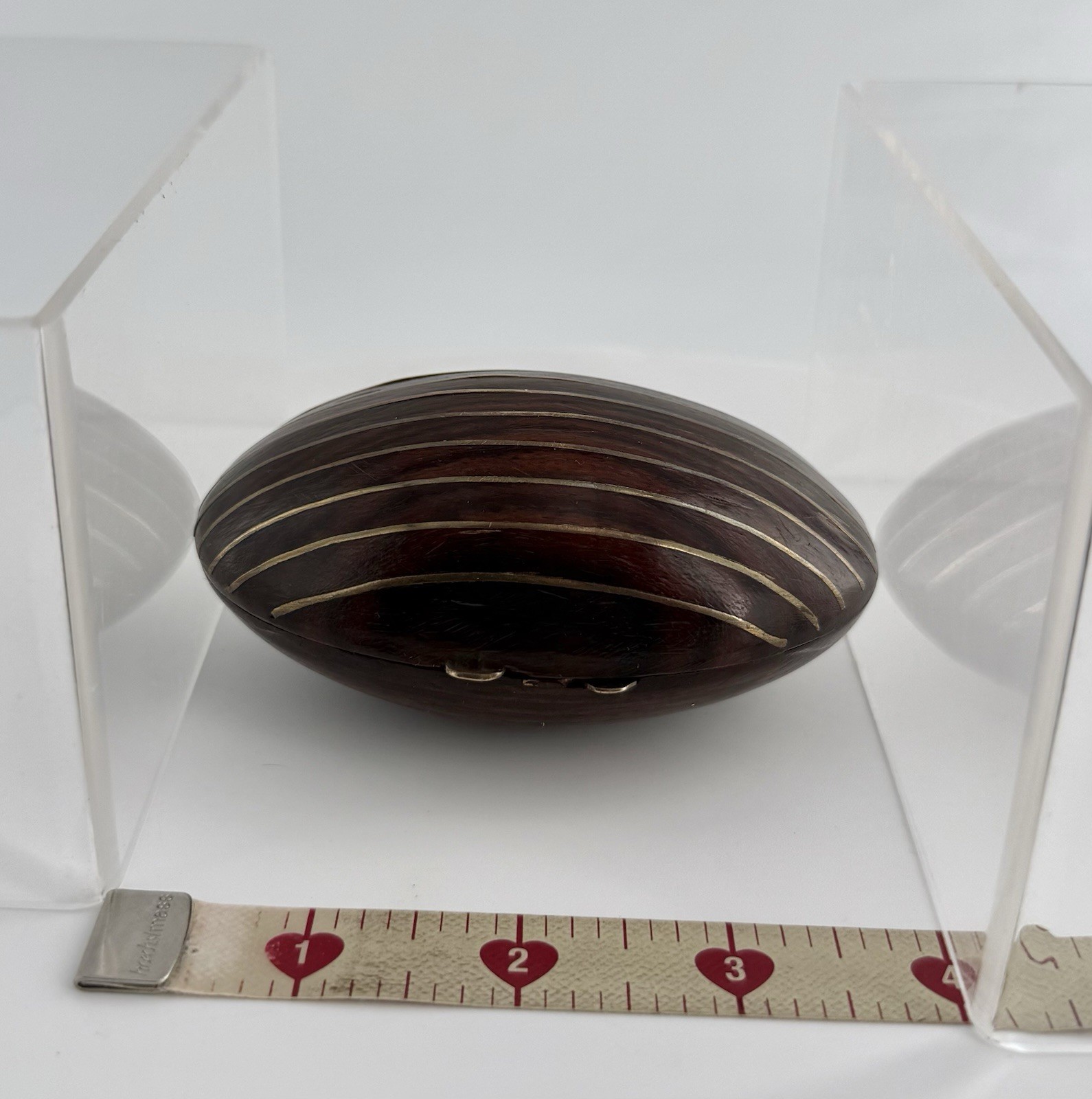 Mid Century Modern Rosewood Brass Inlay Clam Shell Trinket Box Paul Evans Style