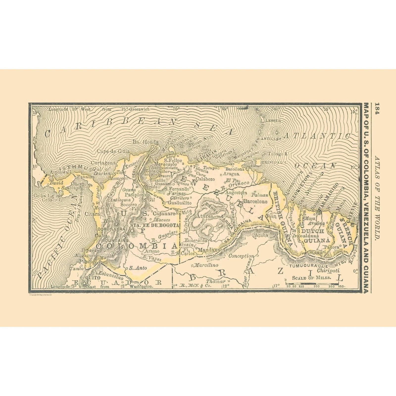 Historic Map – South America Southern – Alden 1886 – Vintage Wall Art
