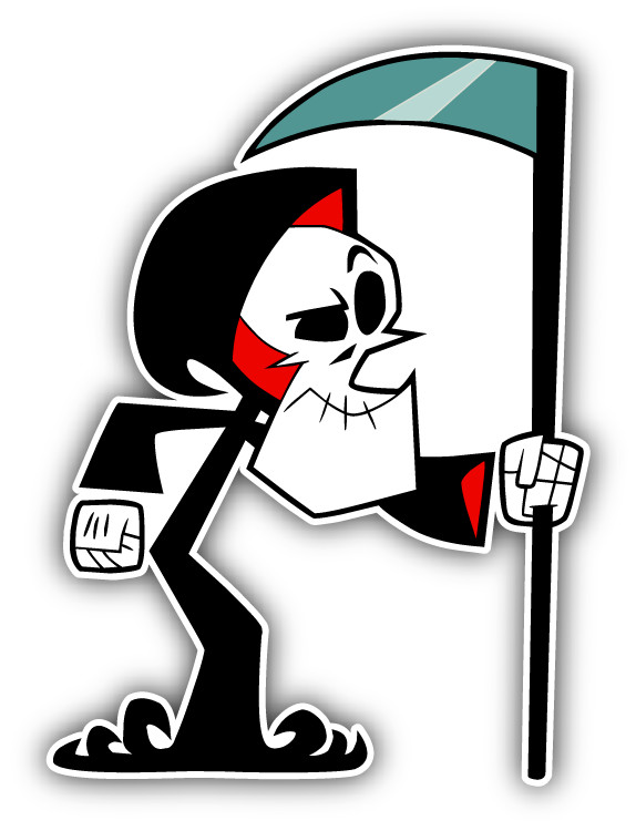 Grim Adventures Grim Reaper Cartoon Car Bumper Sticker Decal 5 »x 4 »