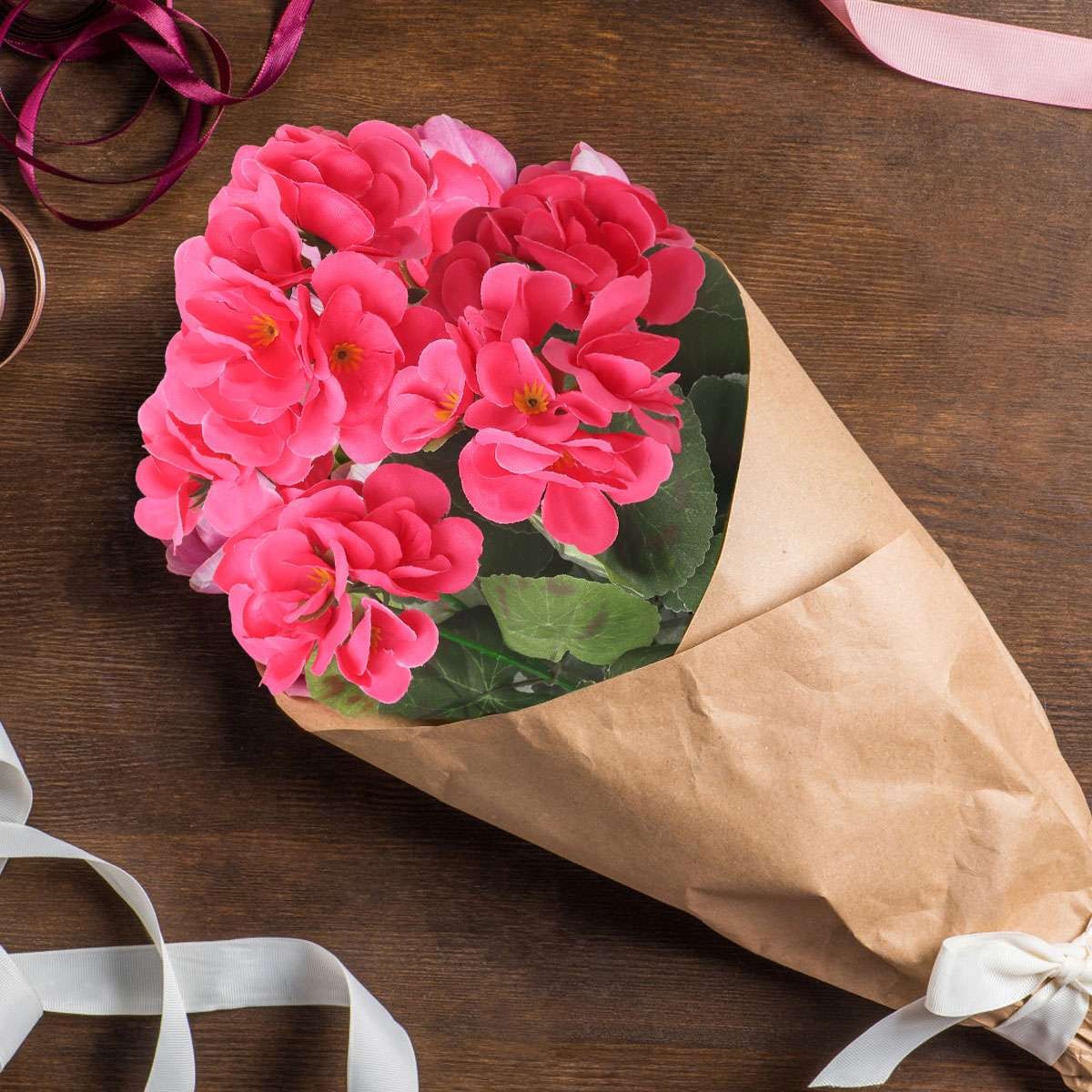 Lot Artificial Silk Flowers Red Geraniums Bush Plants Home Outdoor Garden Decor