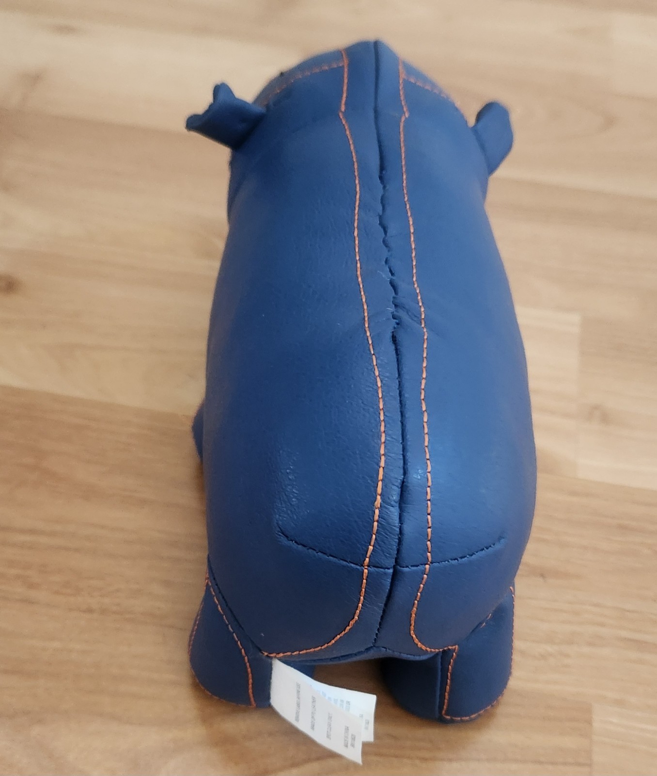 Faux Leather (PU Leather) Hippo Book End Door Stop Blue 9 Inches No holes scuffs