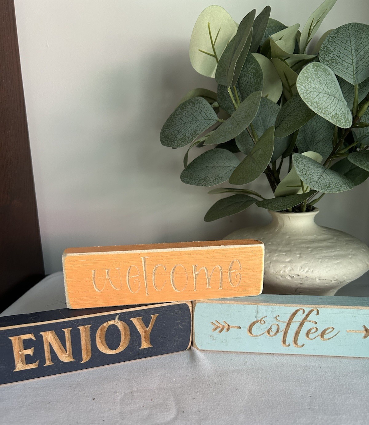 3- Wood Block Inspirational Words Table/Shelf Farmhouse Decor WD14