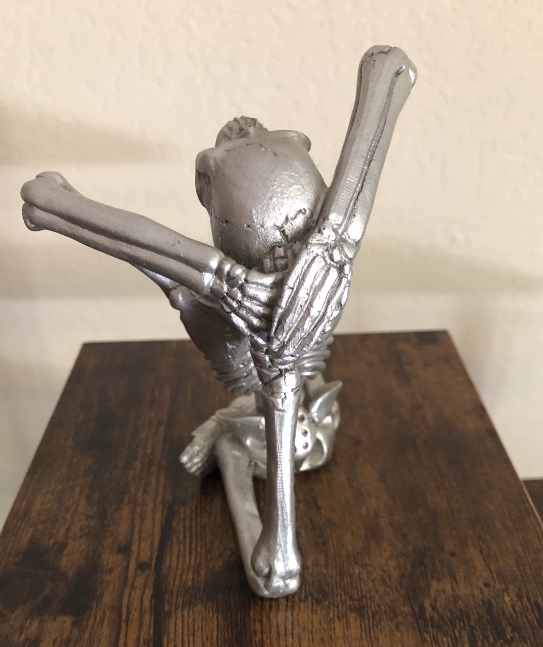 Yoga Pose Skeleton Figurine Silver Shelf Setter Gothic, Decor