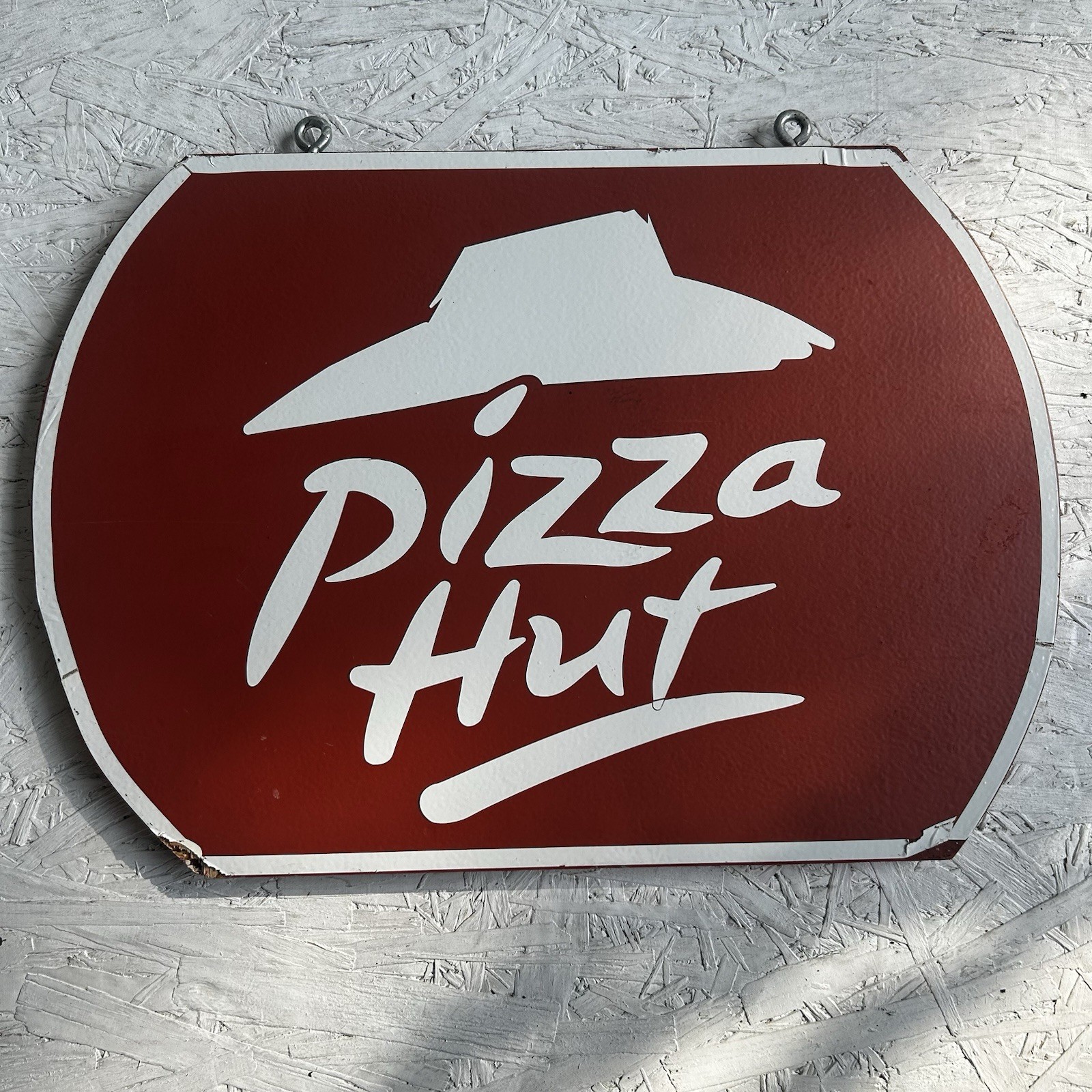 Pizza Hut Wooden Hanging Sign Retro Style ; Some Damage See Photos 17 X 12 X .5”